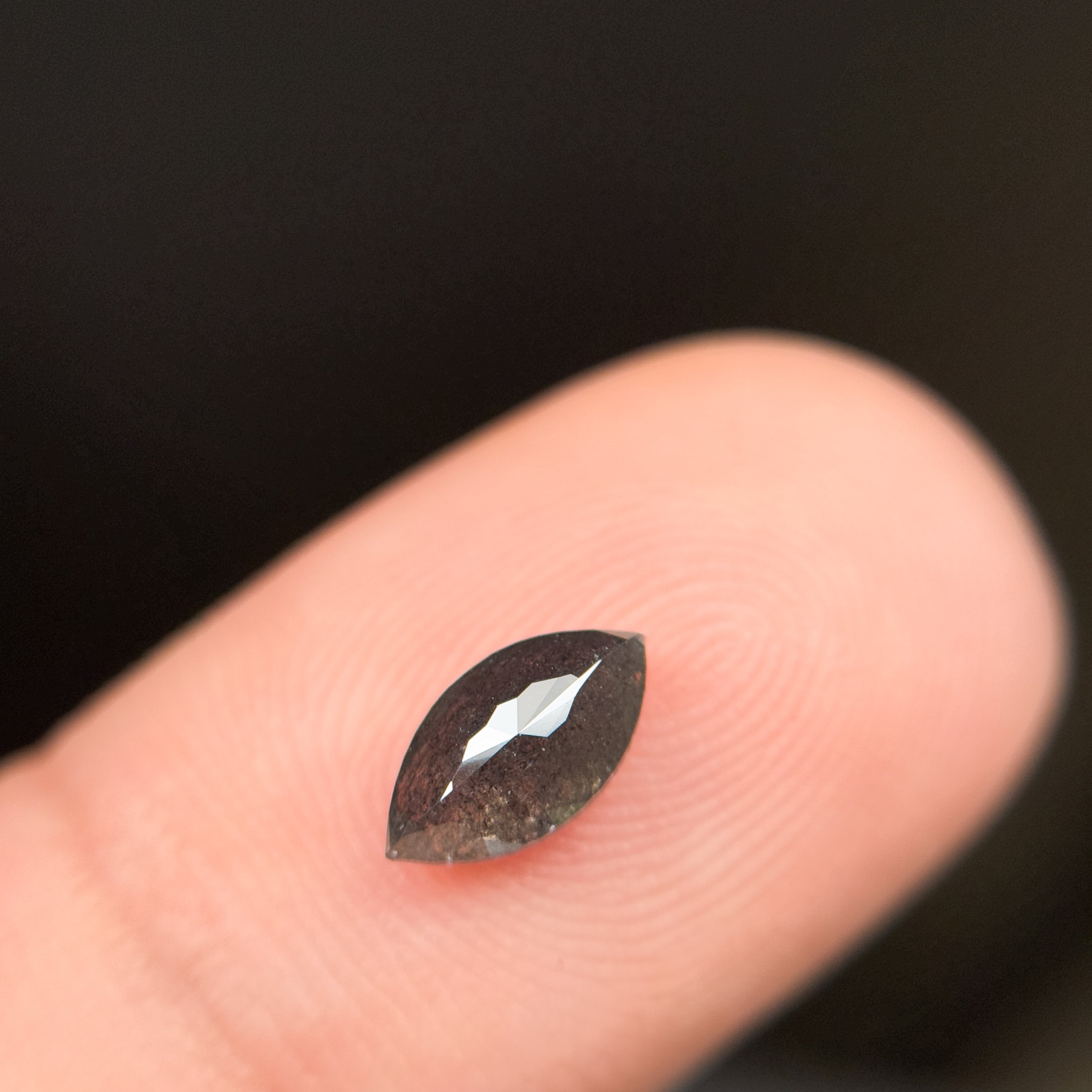 0.82 Ct Marquise Rose Cut Grey Natural Salt and Pepper Diamond