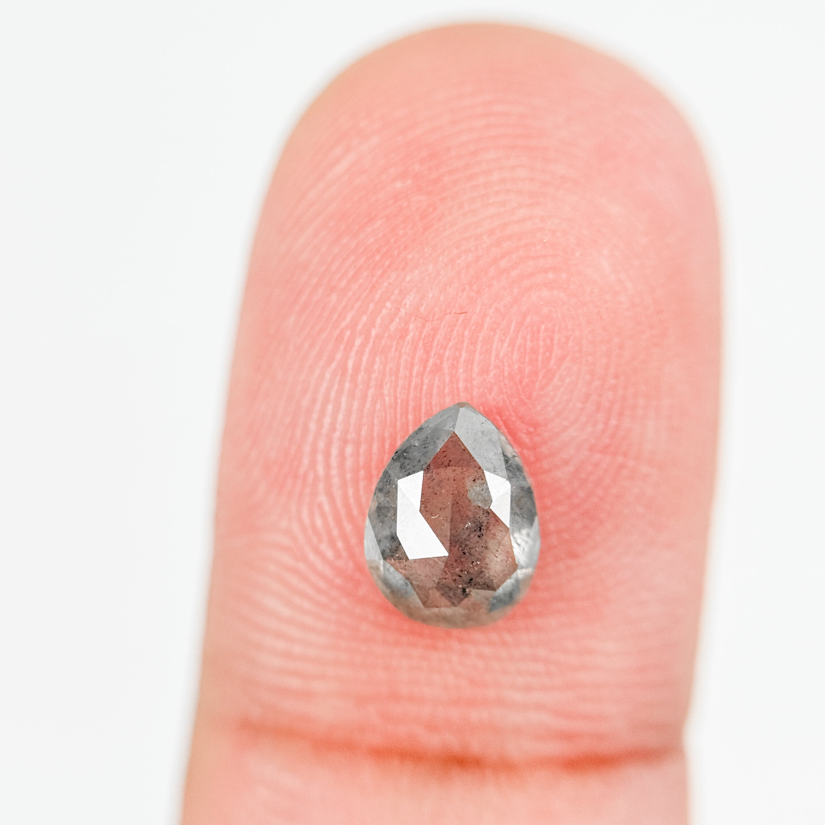 0.93 Ct Pear Rose Cut Grey Natural Salt and Pepper Diamond