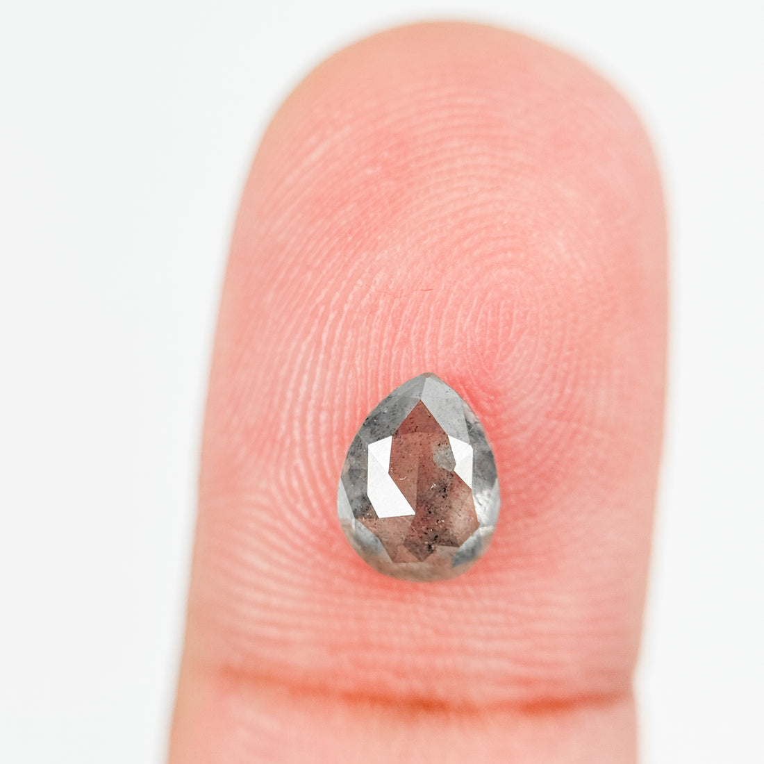 0.93 Ct Pear Rose Cut Grey Natural Salt and Pepper Diamond