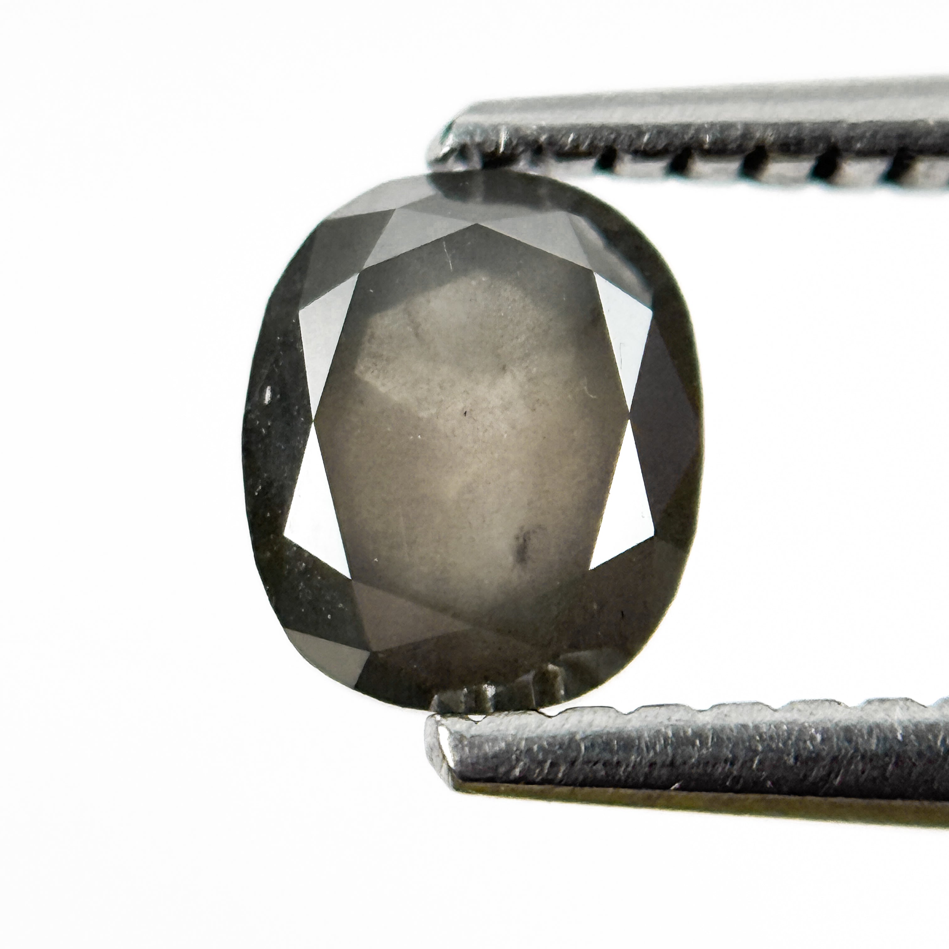 0.90 Ct Cushion Rose Cut Grey Natural Salt and Pepper Diamond