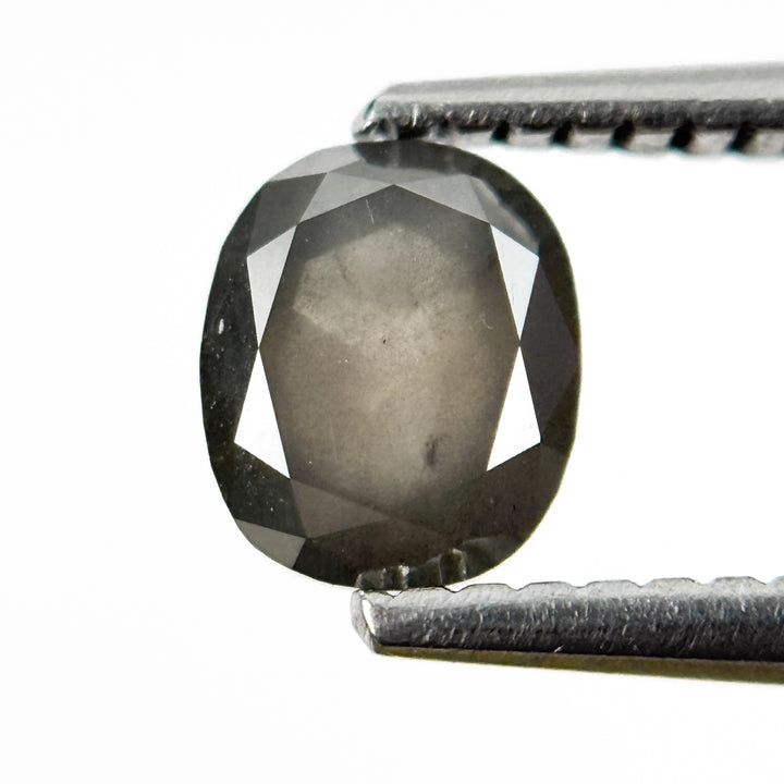 0.90 Ct Cushion Rose Cut Grey Natural Salt and Pepper Diamond