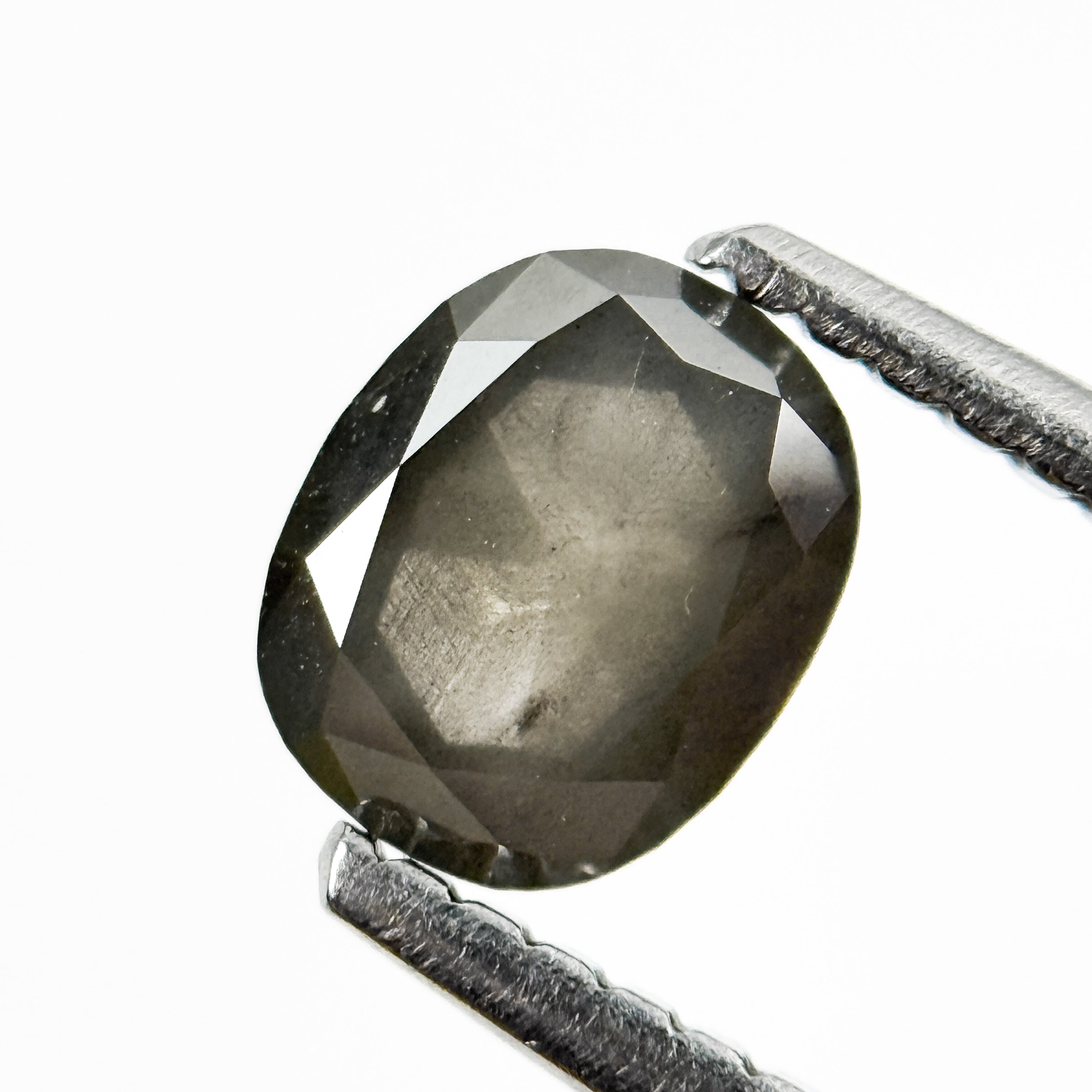 0.90 Ct Cushion Rose Cut Grey Natural Salt and Pepper Diamond