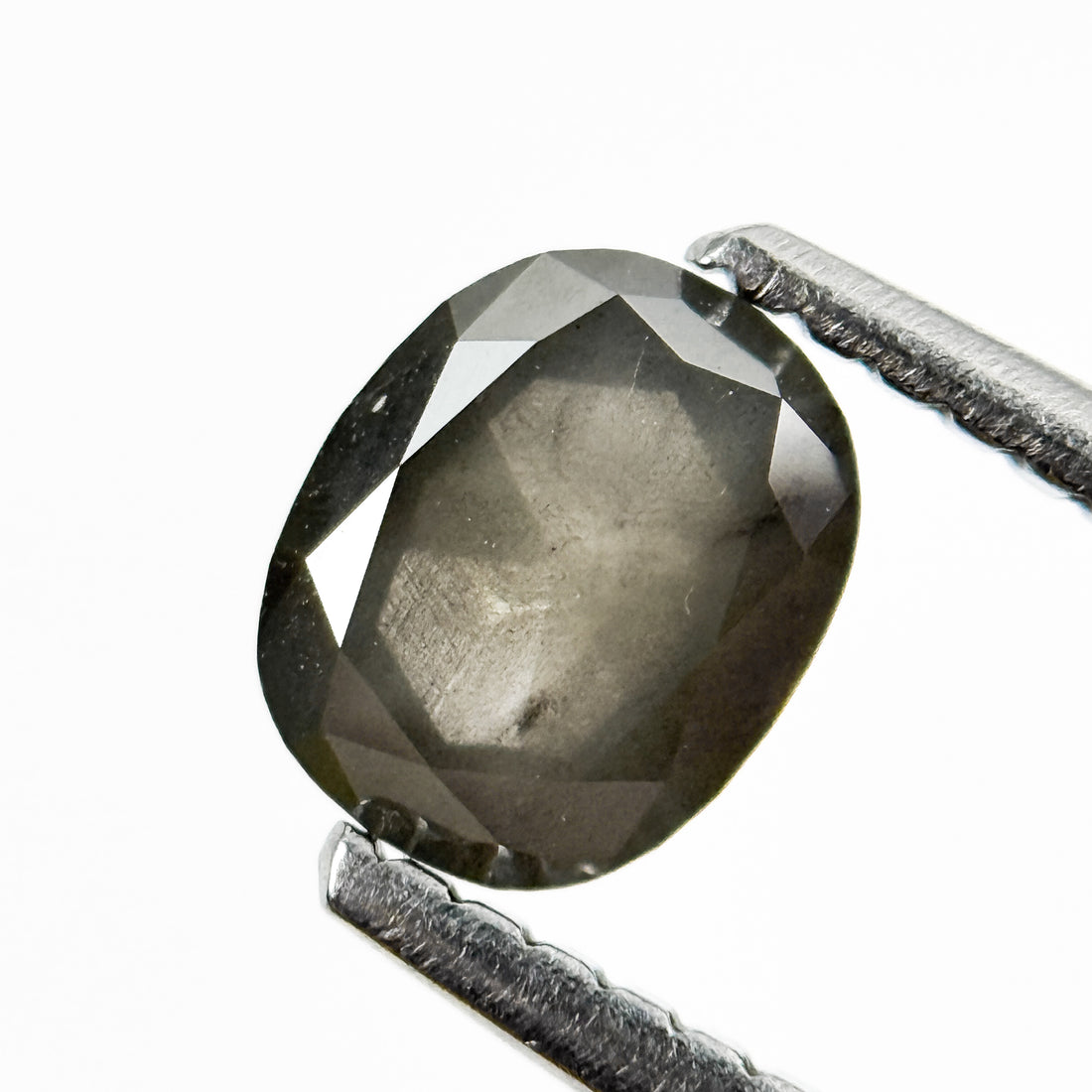 0.90 Ct Cushion Rose Cut Grey Natural Salt and Pepper Diamond