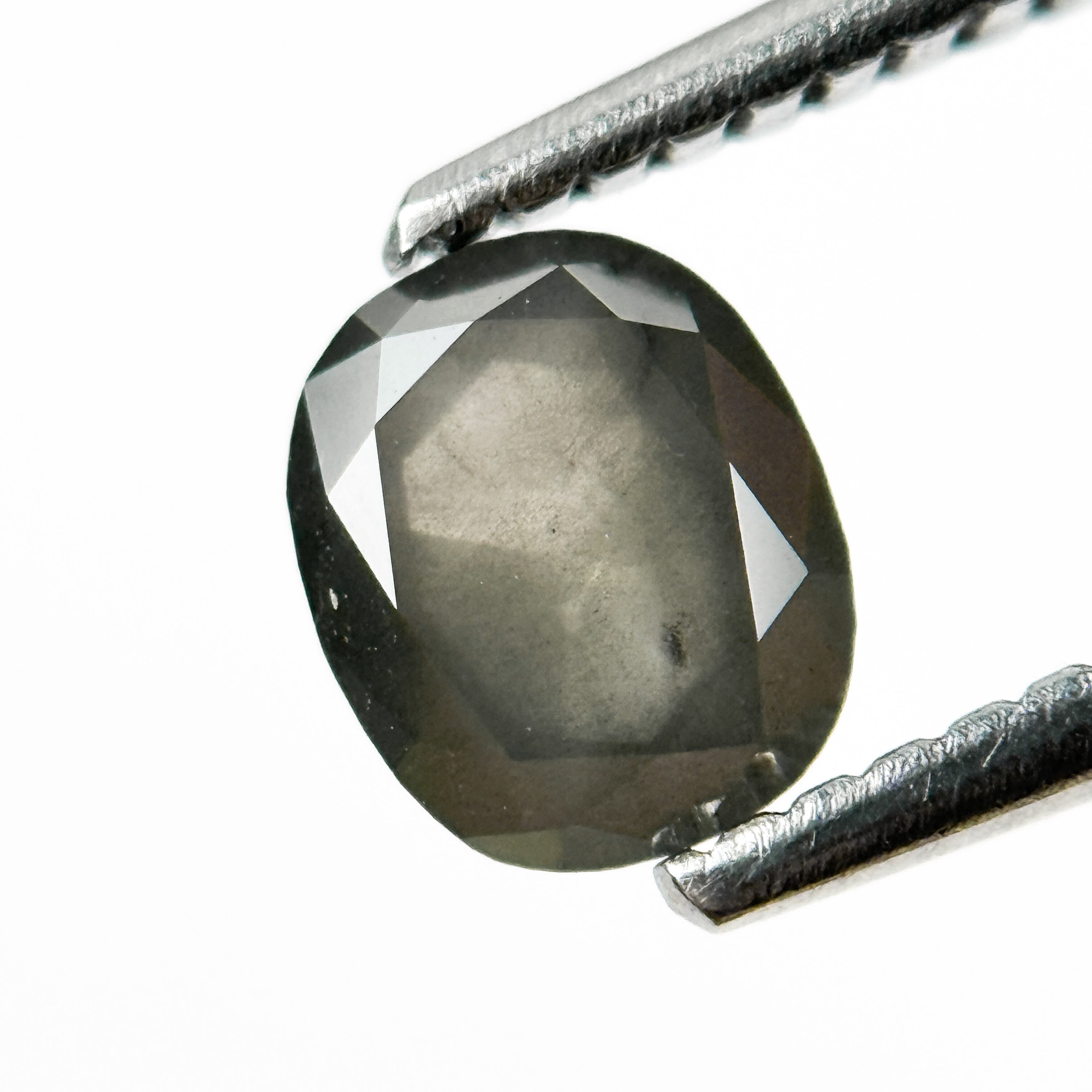 0.90 Ct Cushion Rose Cut Grey Natural Salt and Pepper Diamond