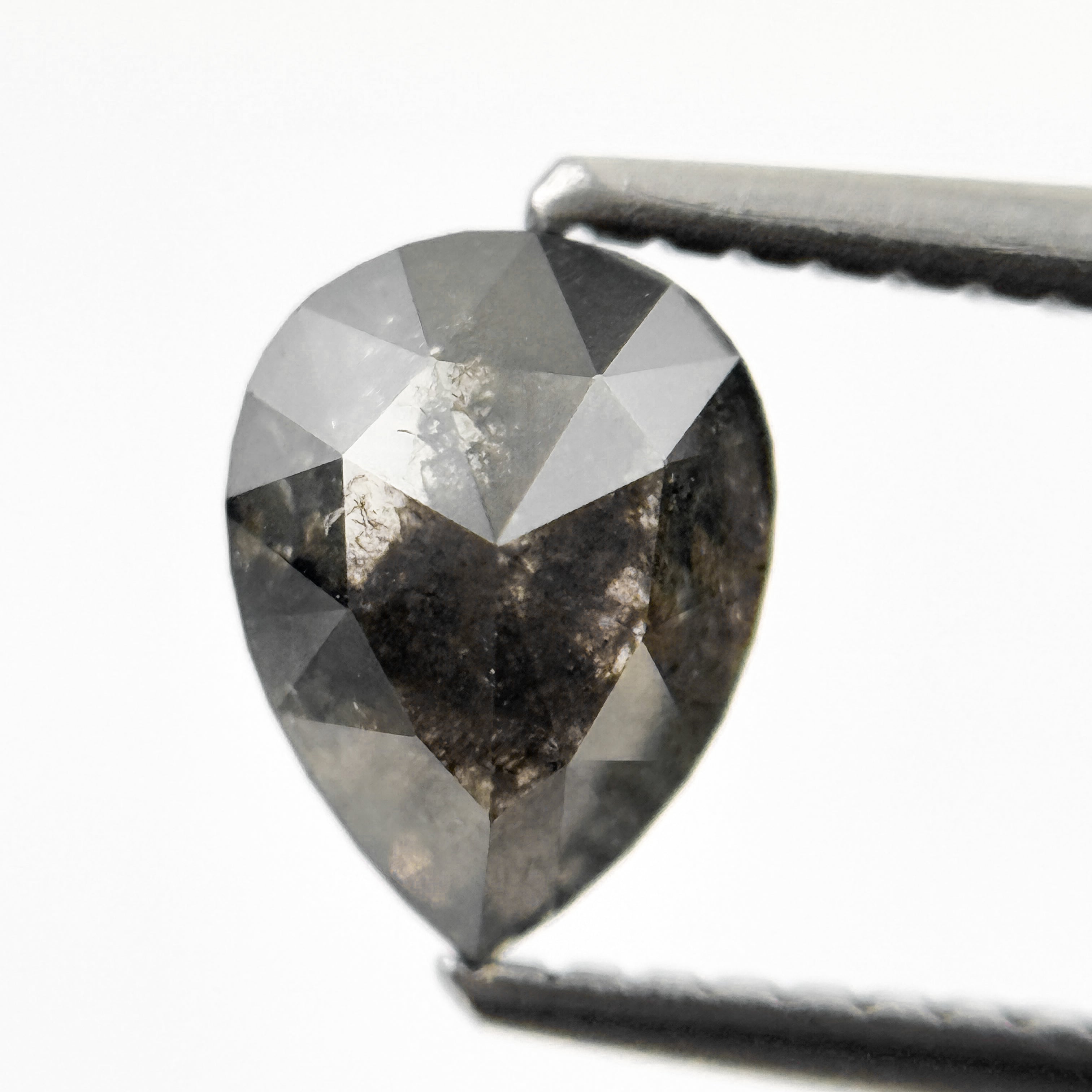 1.25 Ct Pear Rose Cut Grey Natural Salt and Pepper Diamond