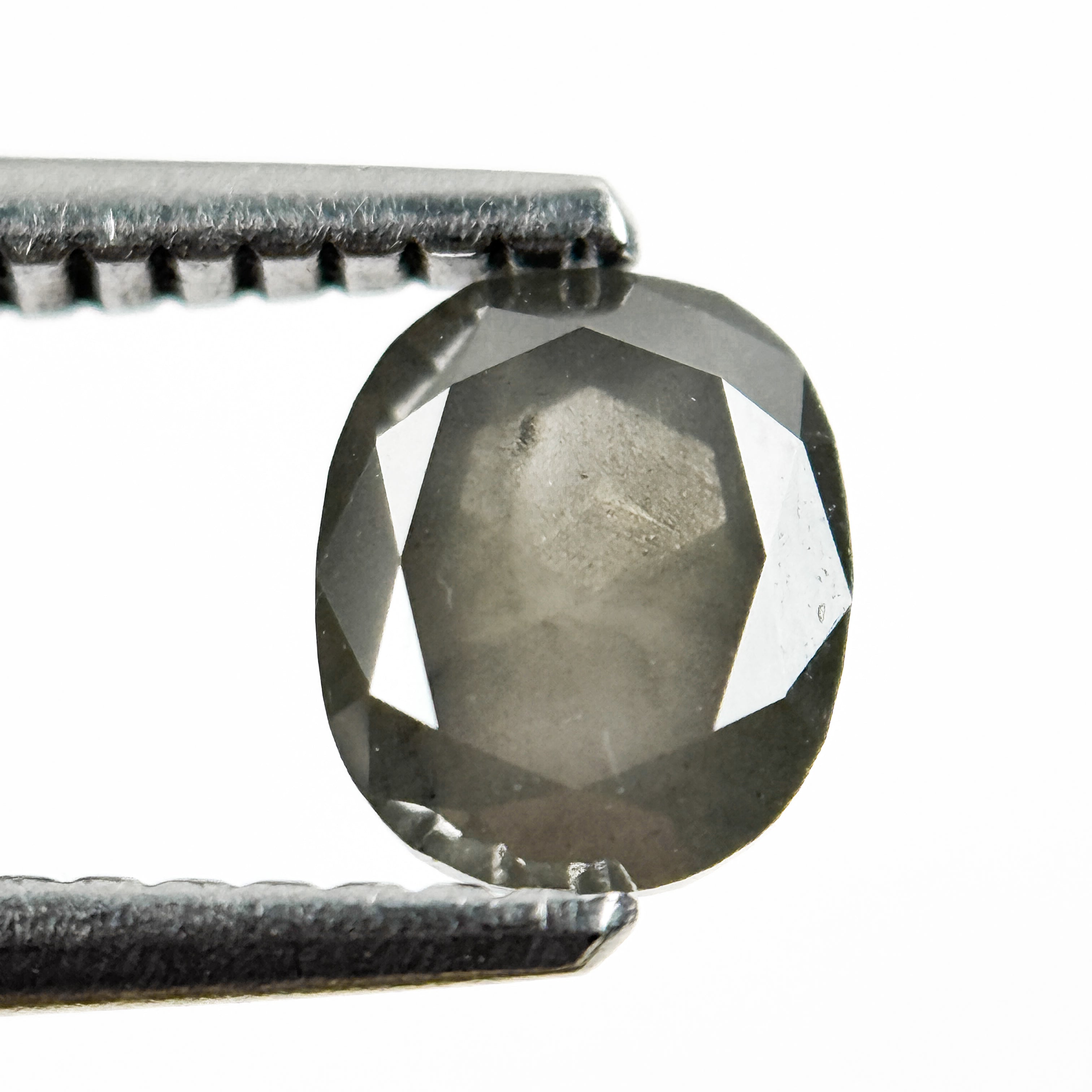 0.90 Ct Cushion Rose Cut Grey Natural Salt and Pepper Diamond