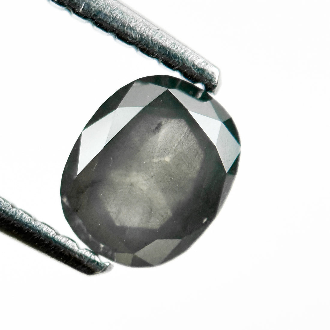 0.90 Ct Cushion Rose Cut Grey Natural Salt and Pepper Diamond