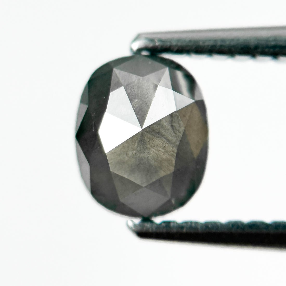 0.90 Ct Cushion Rose Cut Grey Natural Salt and Pepper Diamond