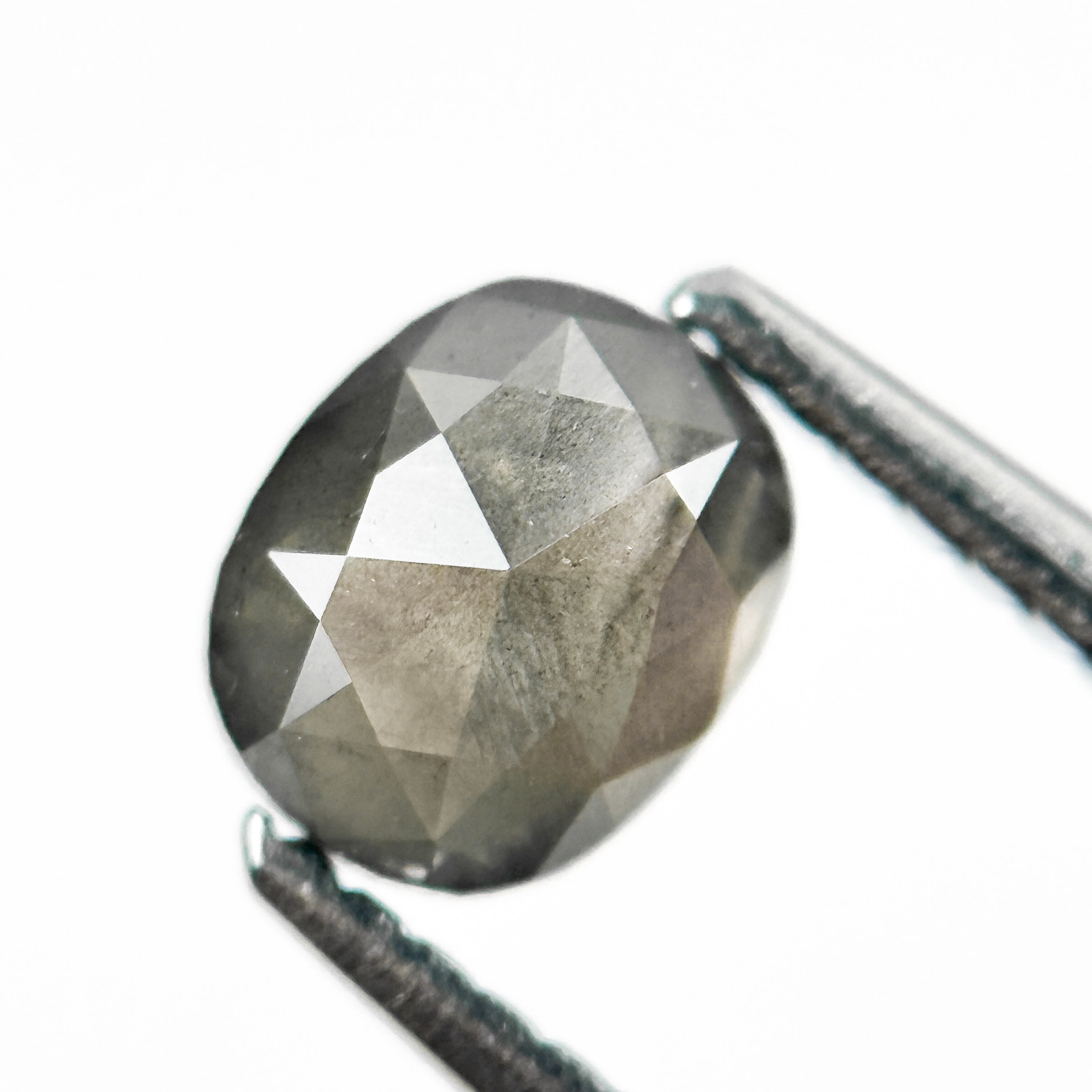 0.90 Ct Cushion Rose Cut Grey Natural Salt and Pepper Diamond