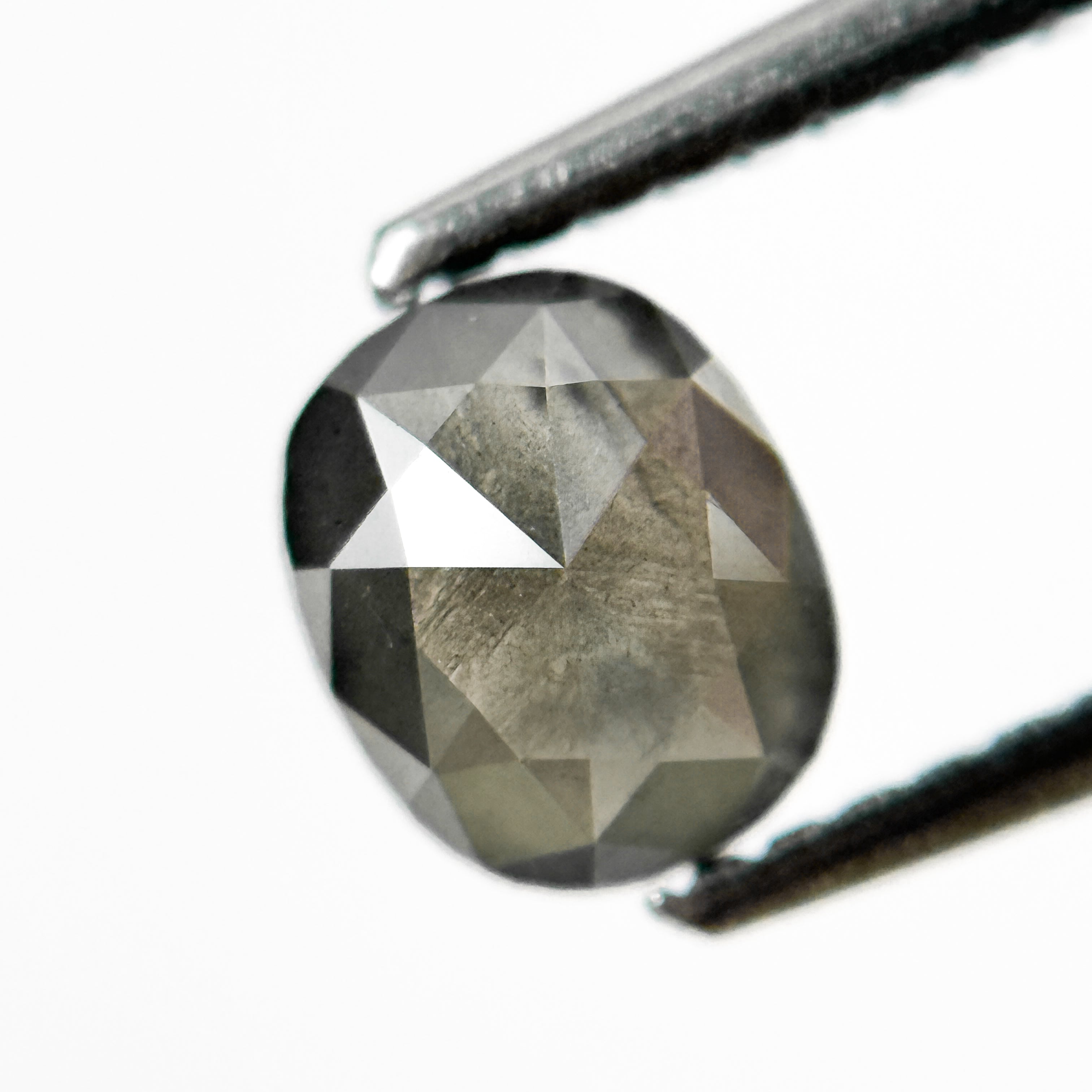 0.90 Ct Cushion Rose Cut Grey Natural Salt and Pepper Diamond