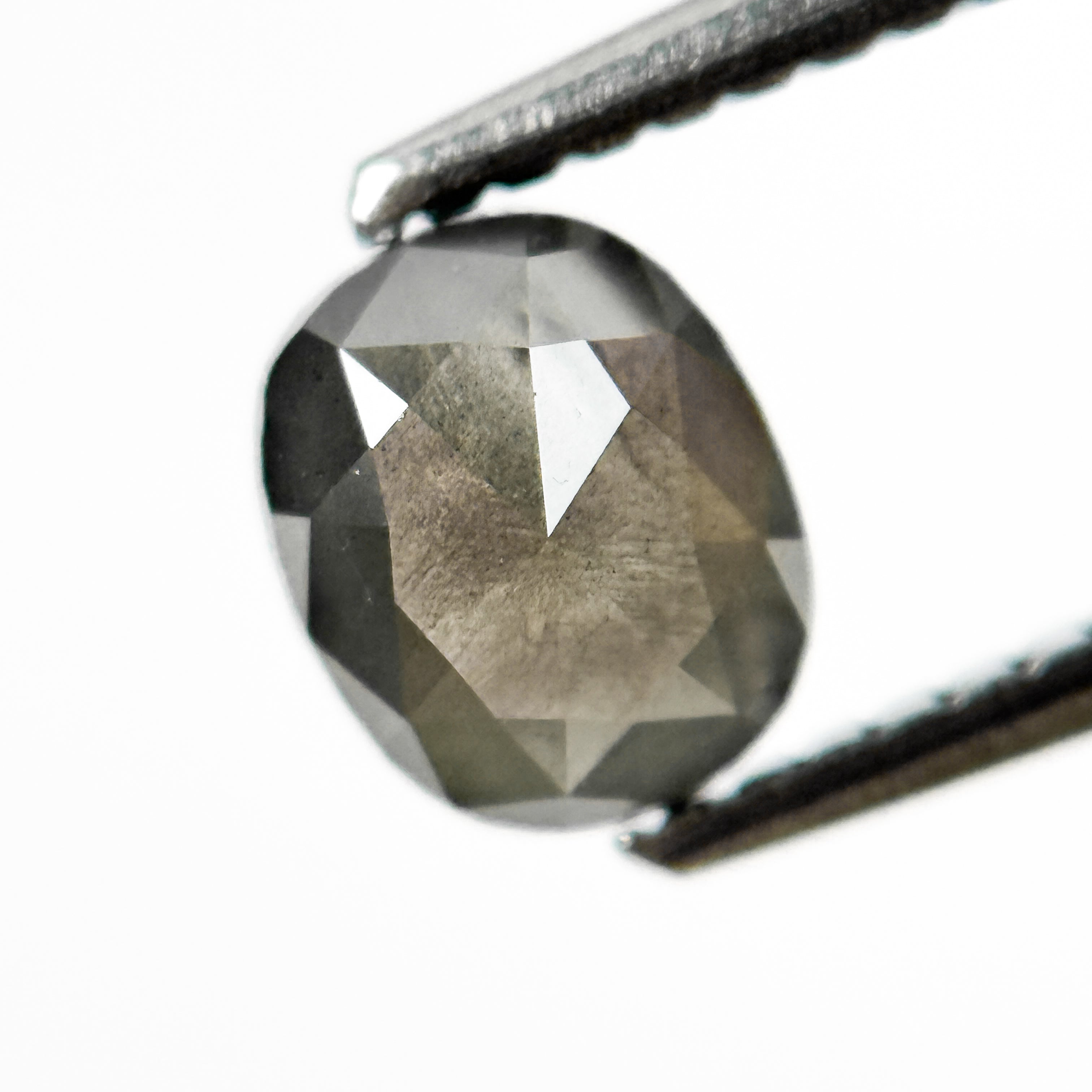 0.90 Ct Cushion Rose Cut Grey Natural Salt and Pepper Diamond