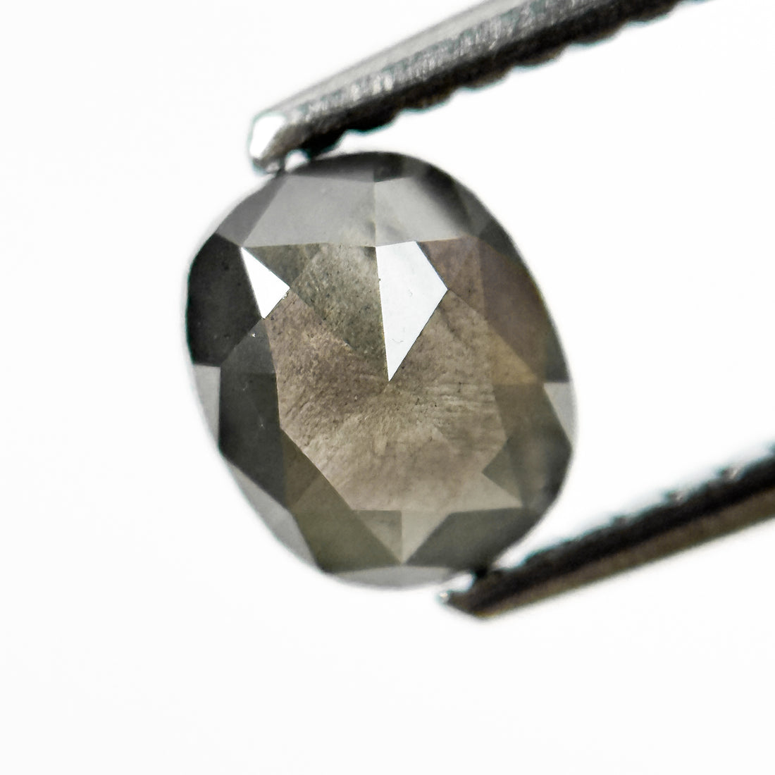 0.90 Ct Cushion Rose Cut Grey Natural Salt and Pepper Diamond