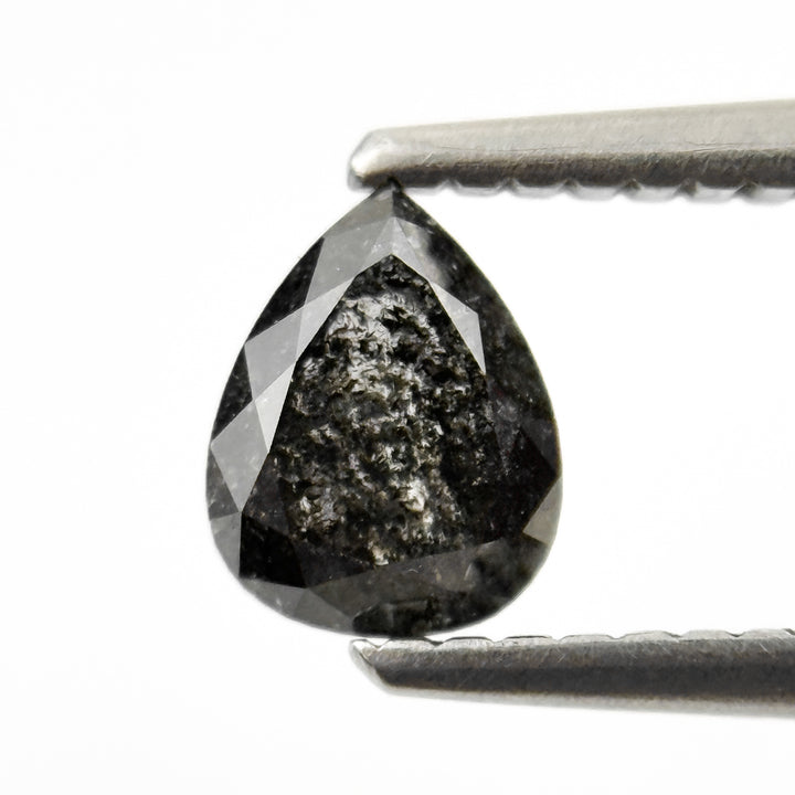 0.81 Ct Pear Rose Cut Grey Natural Salt and Pepper Diamond