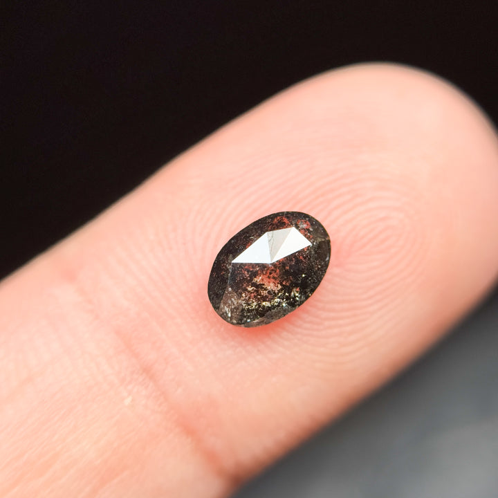 0.90 Ct Oval Rose Cut Grey Natural Minimalist Salt and pepper Diamond