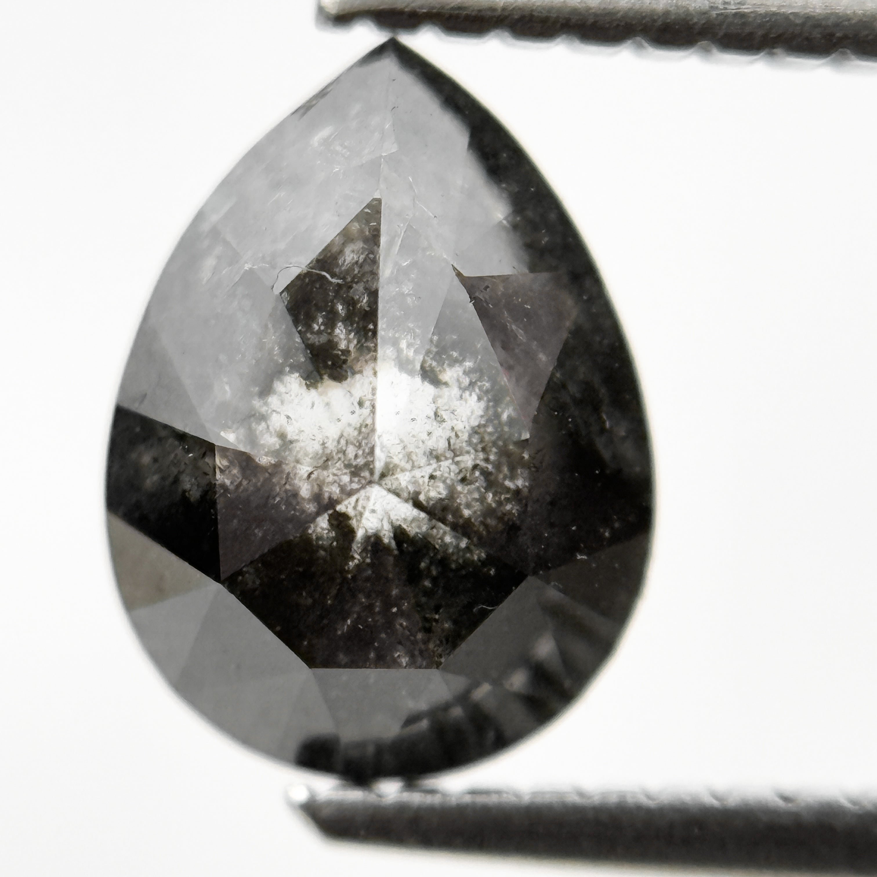 1.82 Ct Pear Rose Cut Grey Natural Galaxy Salt and pepper Diamond