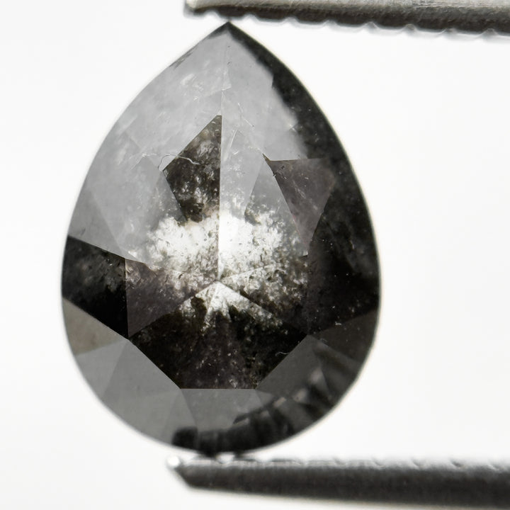 1.82 Ct Pear Rose Cut Grey Natural Galaxy Salt and pepper Diamond