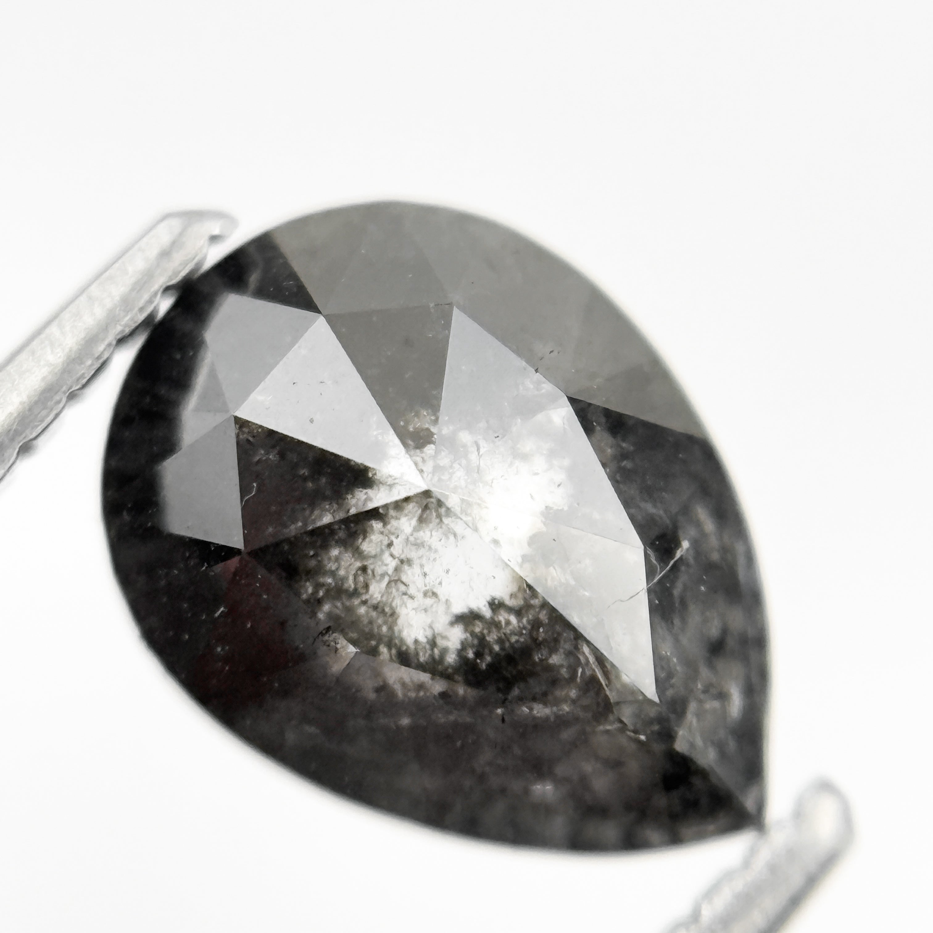 1.82 Ct Pear Rose Cut Grey Natural Galaxy Salt and pepper Diamond