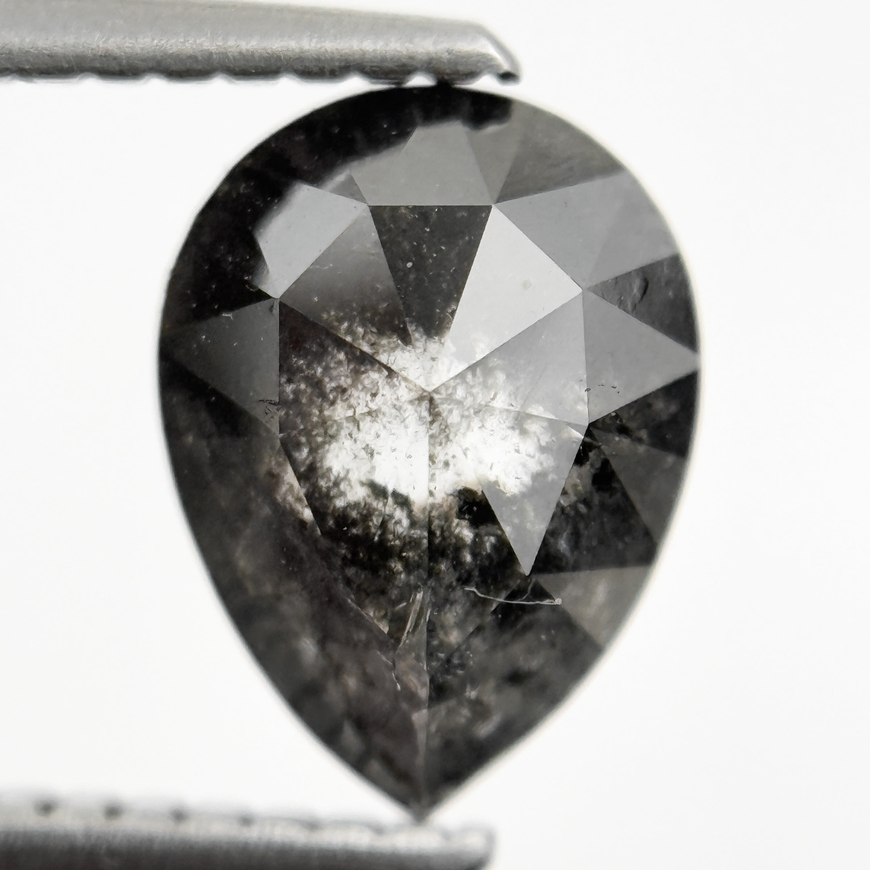 1.82 Ct Pear Rose Cut Grey Natural Galaxy Salt and pepper Diamond
