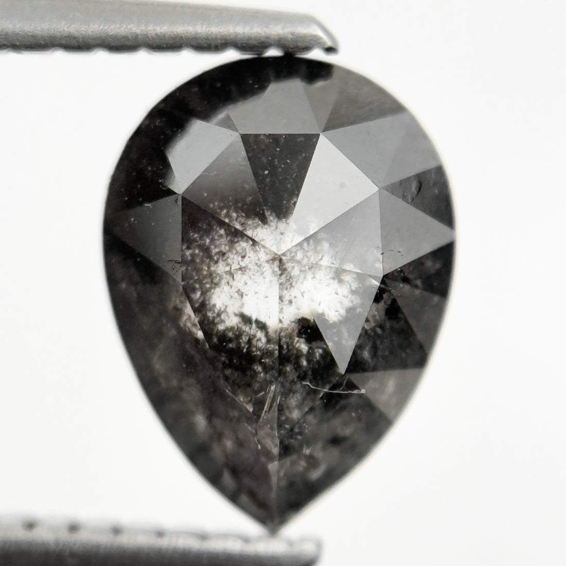 1.82 Ct Pear Rose Cut Grey Natural Galaxy Salt and pepper Diamond