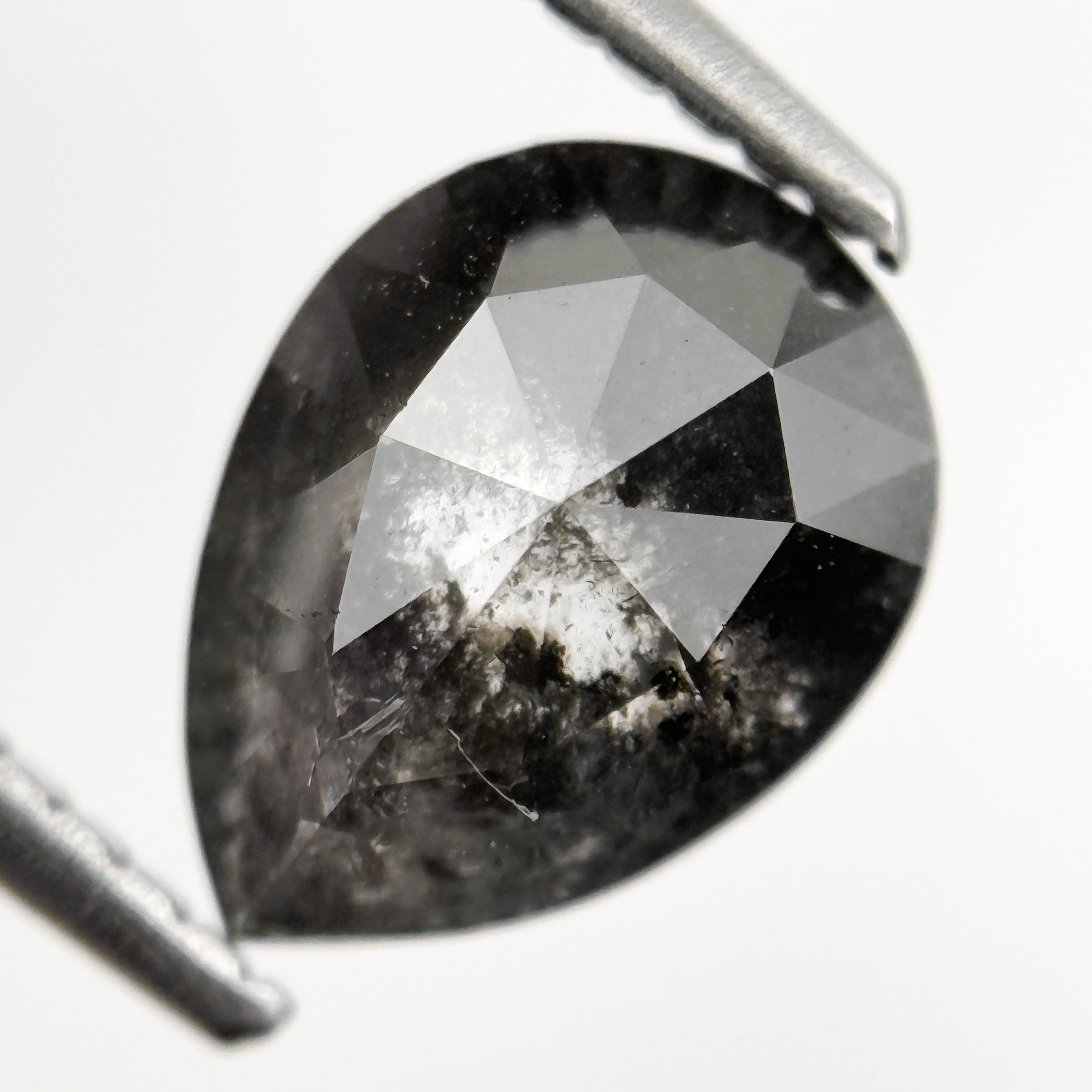 1.82 Ct Pear Rose Cut Grey Natural Galaxy Salt and pepper Diamond