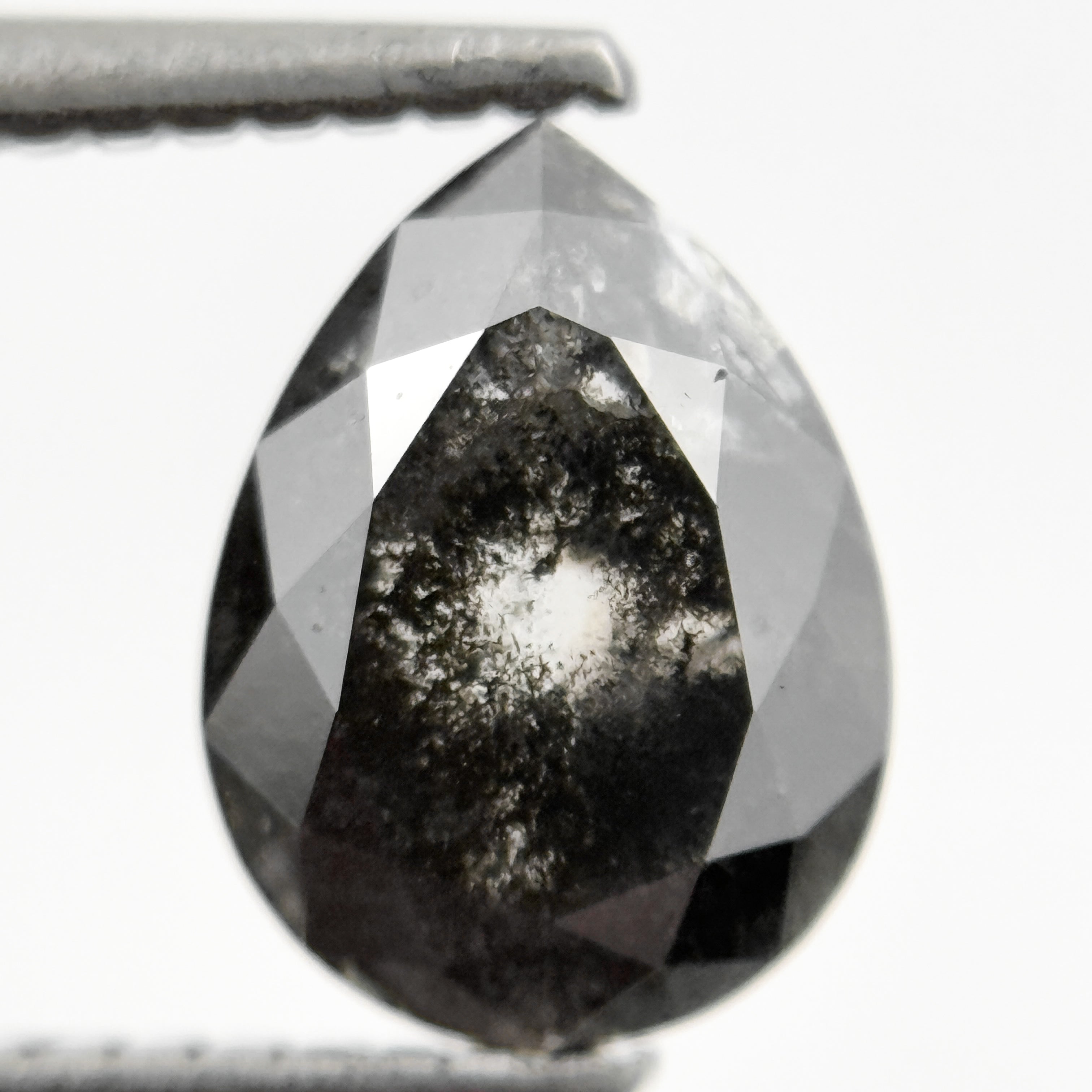 1.82 Ct Pear Rose Cut Grey Natural Galaxy Salt and pepper Diamond