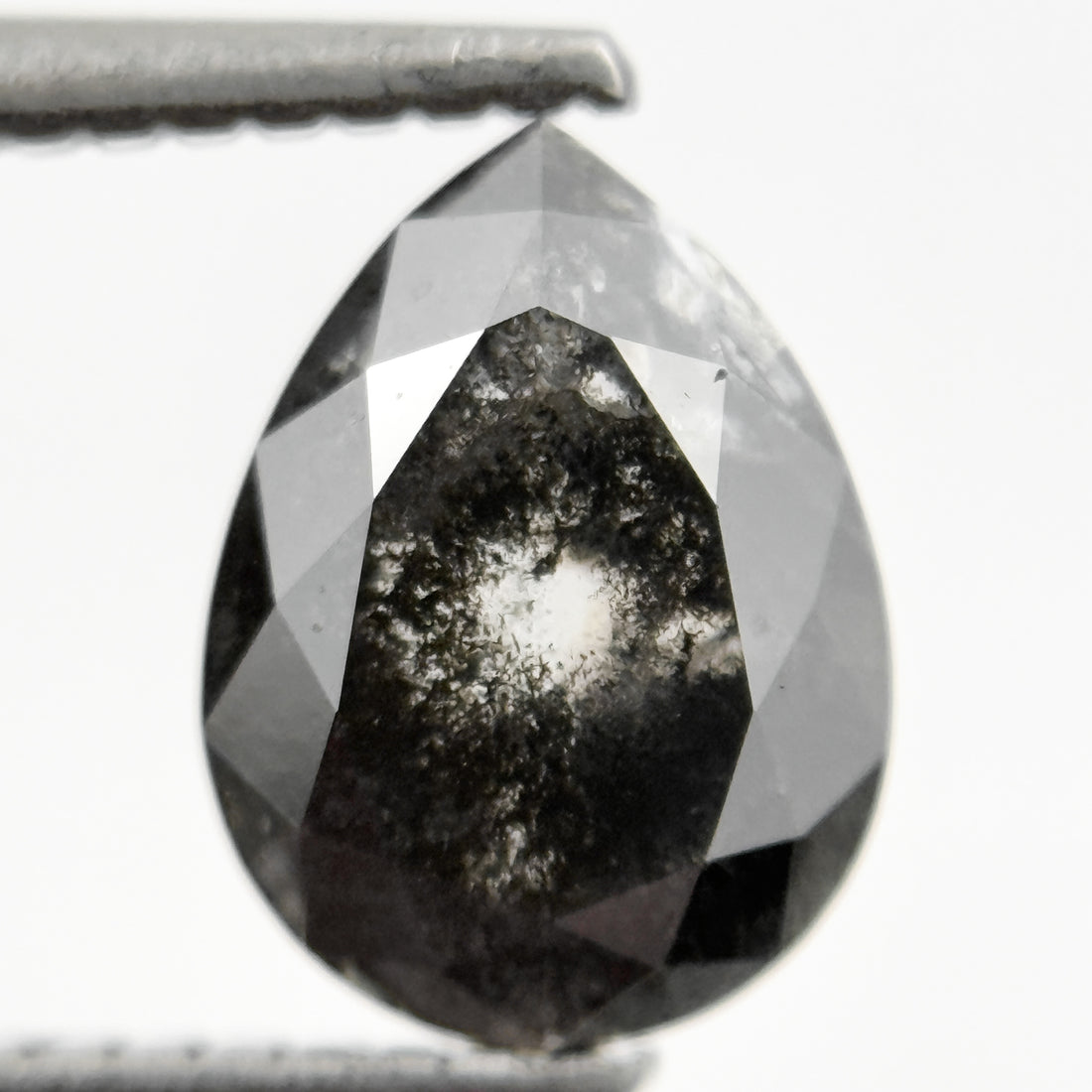 1.82 Ct Pear Rose Cut Grey Natural Galaxy Salt and pepper Diamond