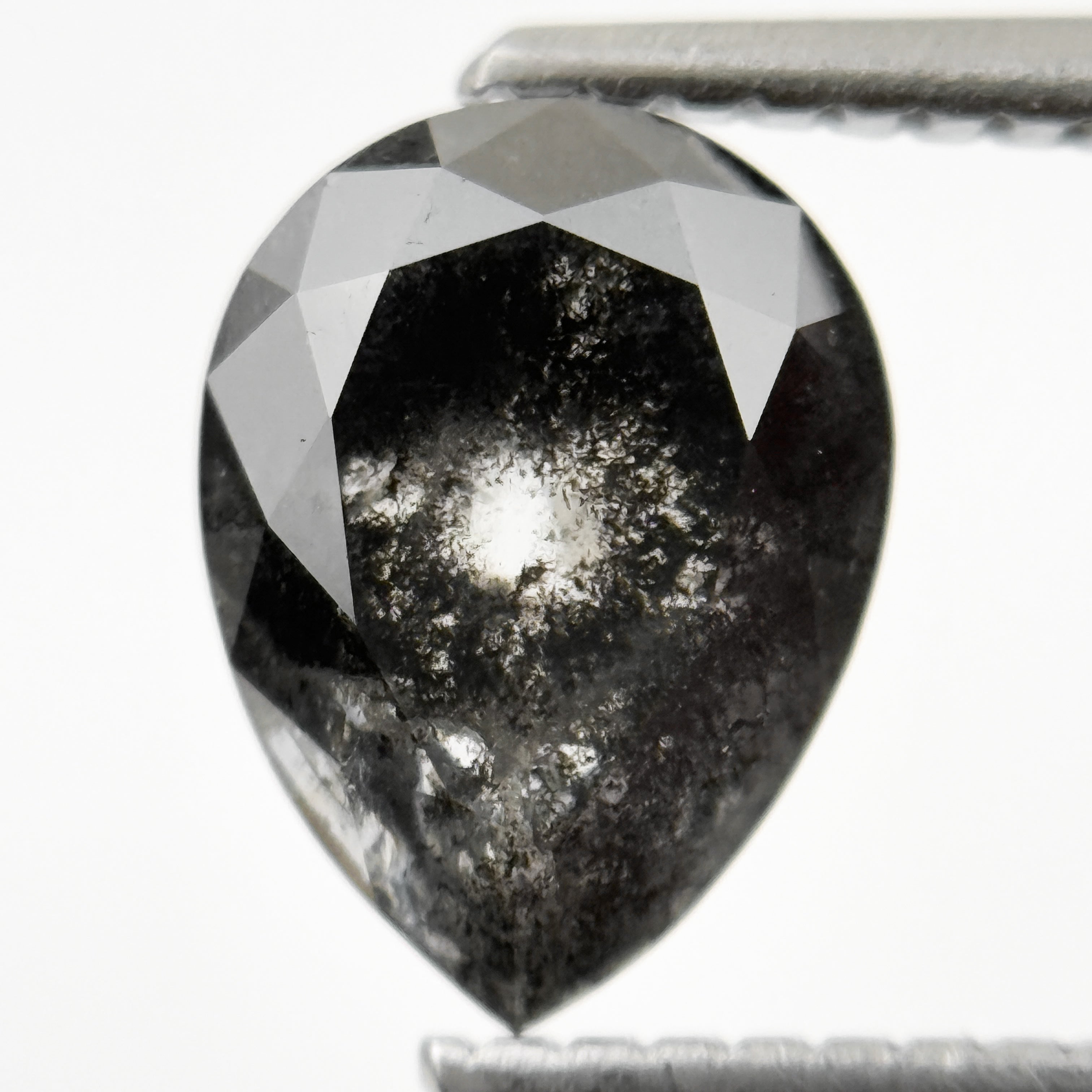 1.82 Ct Pear Rose Cut Grey Natural Galaxy Salt and pepper Diamond