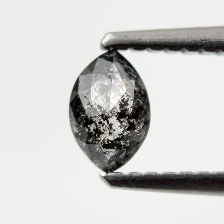 0.36 Ct Marquise Rose Cut Black Natural Minimalist Salt and pepper Diamond