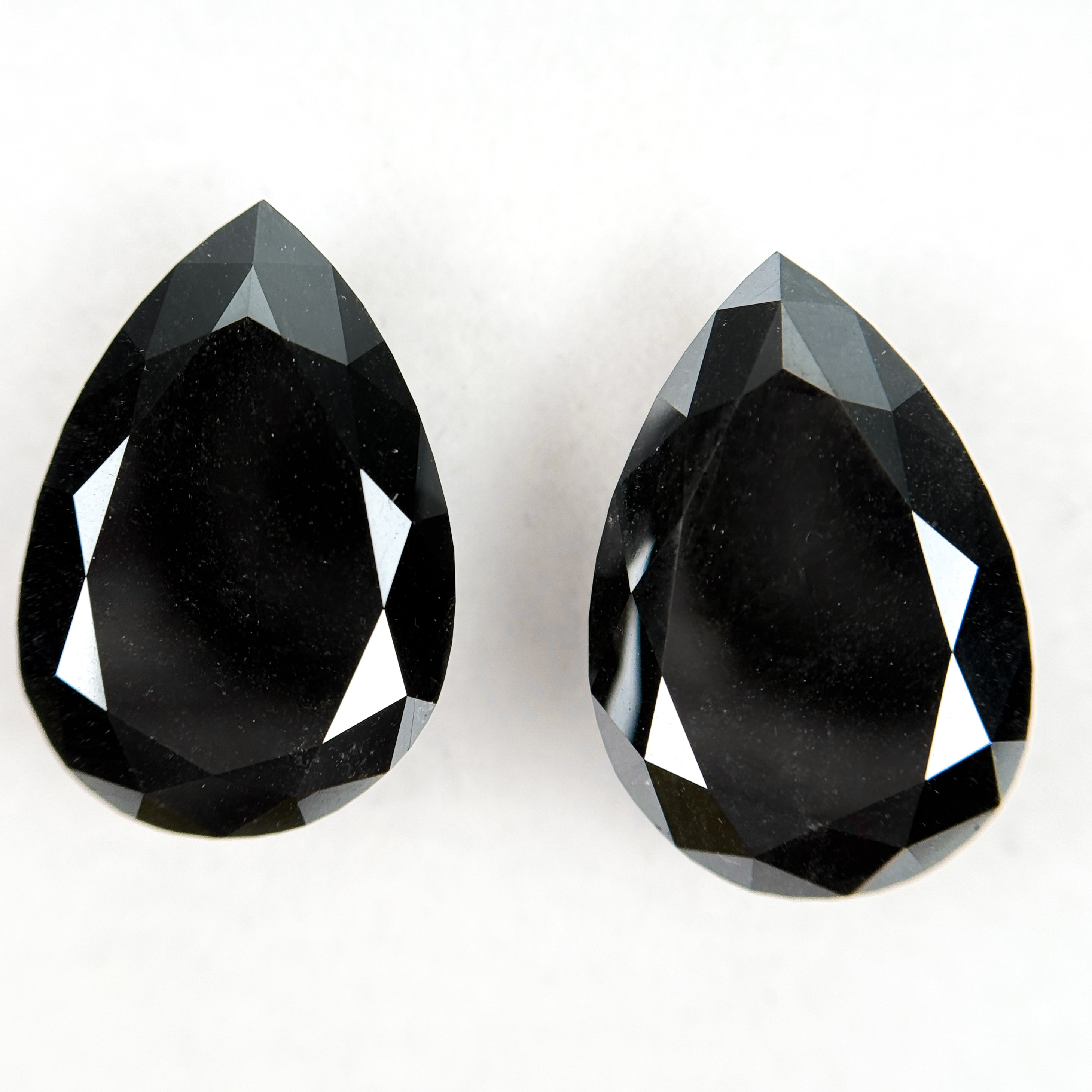 33 Ct Pear Rose Cut Black Natural Vintage Diamond Pair