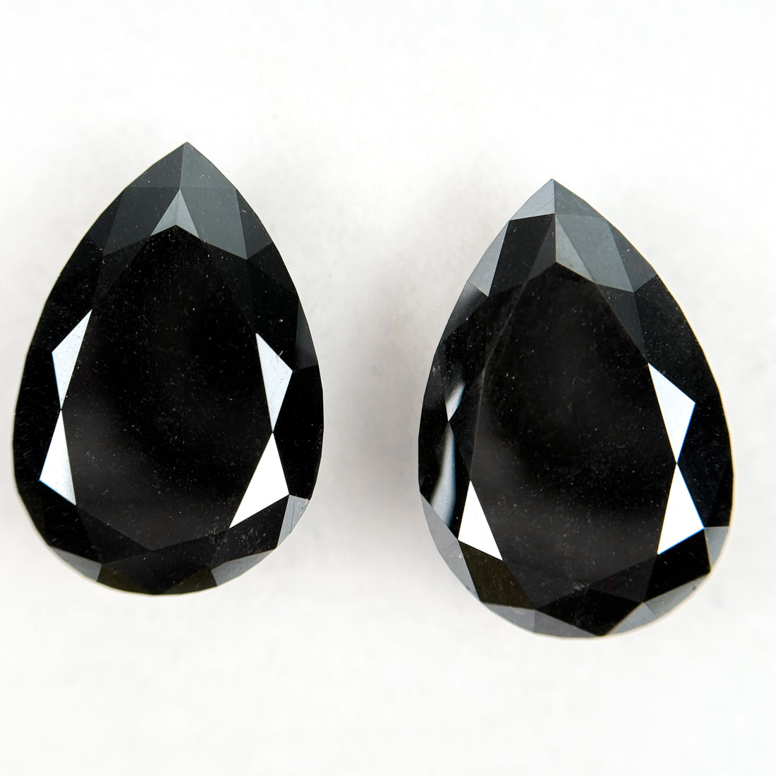 33 Ct Pear Rose Cut Black Natural Vintage Diamond Pair