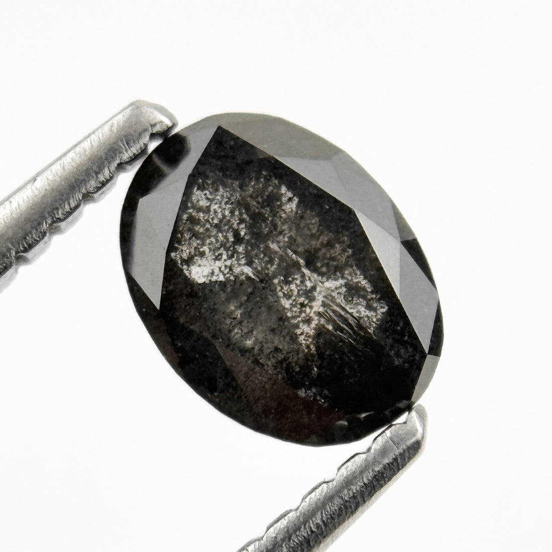 0.77 Ct Oval Rose Cut Grey Natural Salt and Pepper Diamond