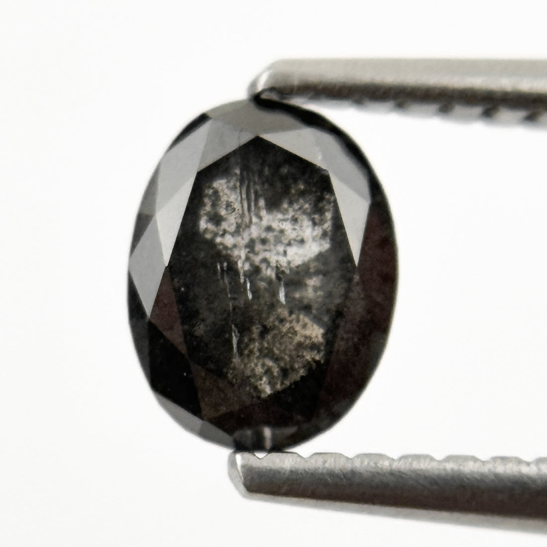 0.77 Ct Oval Rose Cut Grey Natural Salt and Pepper Diamond
