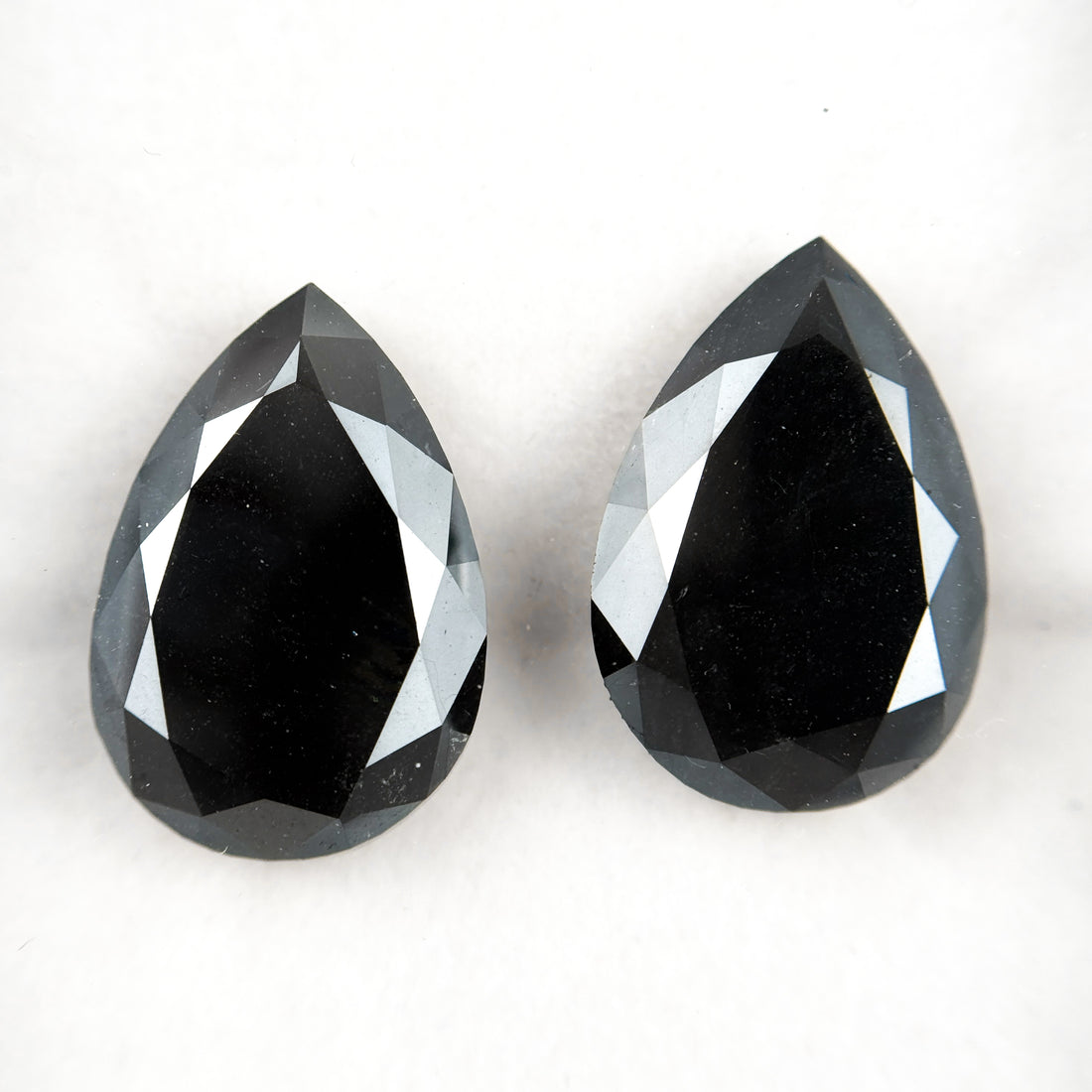 33 Ct Pear Rose Cut Black Natural Vintage Diamond Pair