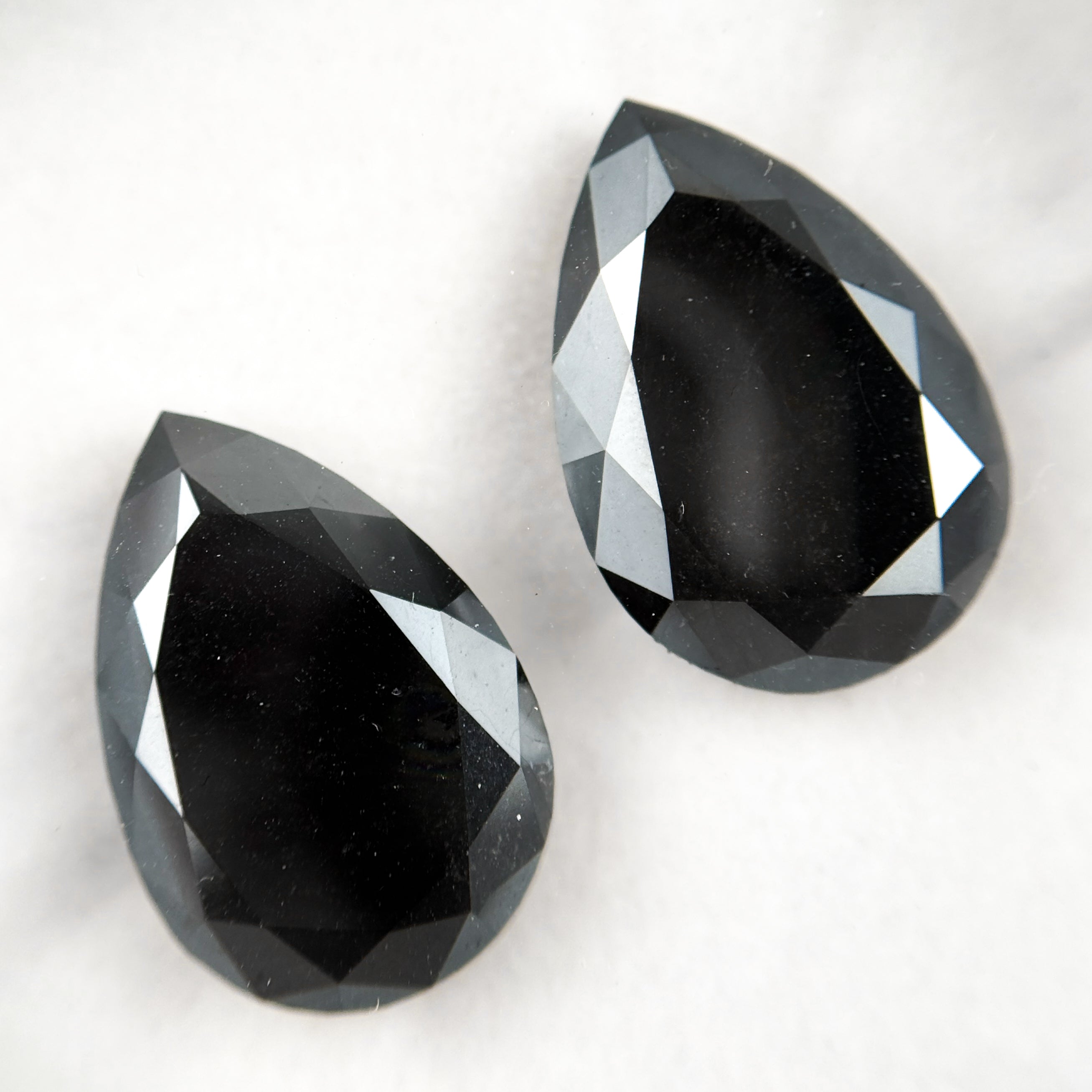 33 Ct Pear Rose Cut Black Natural Vintage Diamond Pair