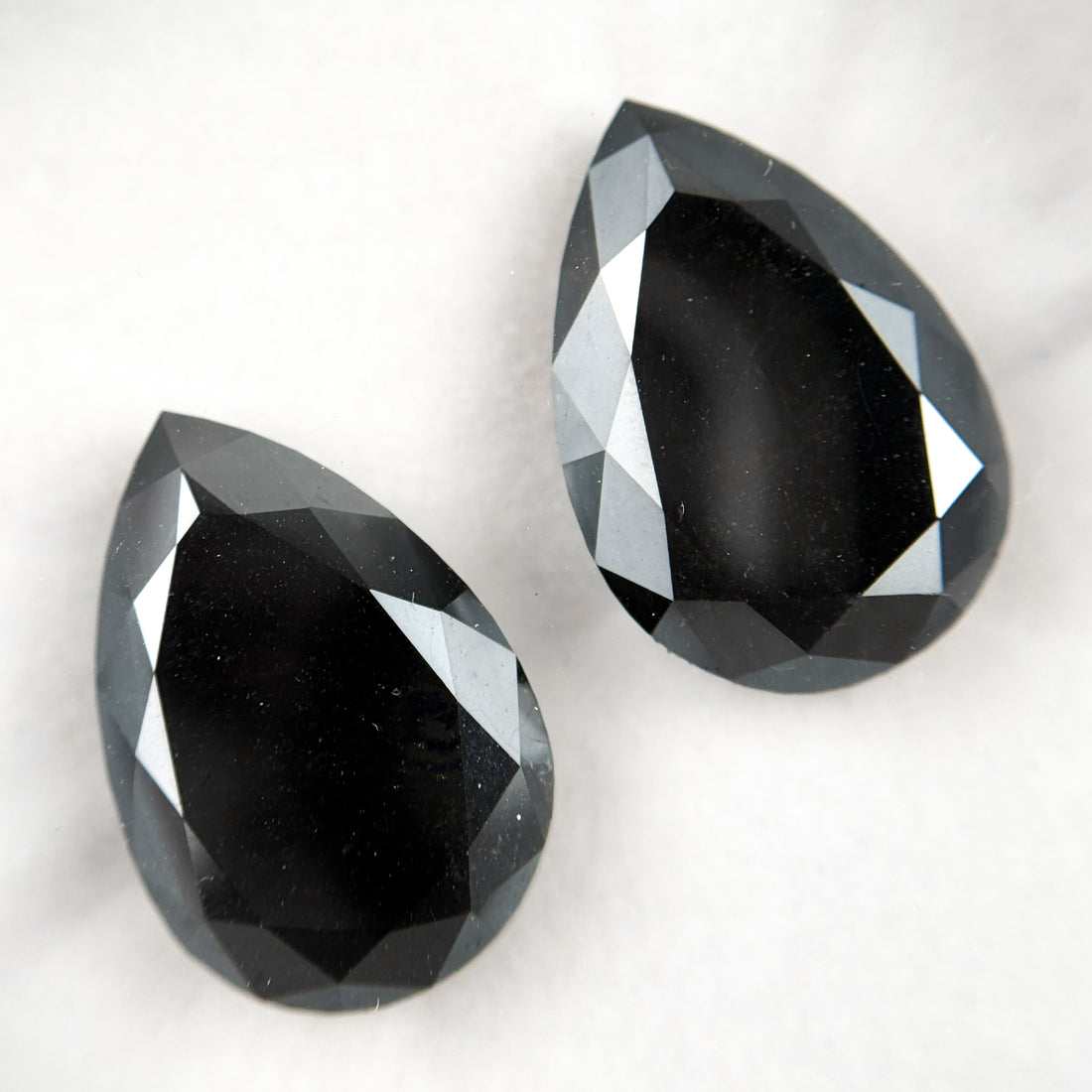 33 Ct Pear Rose Cut Black Natural Vintage Diamond Pair