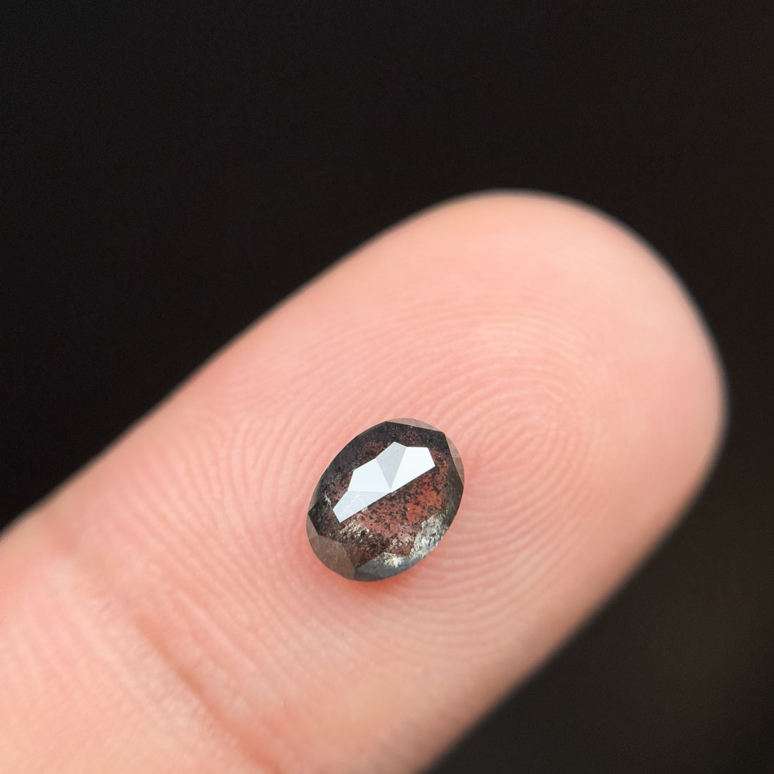 0.77 Ct Oval Rose Cut Grey Natural Salt and Pepper Diamond