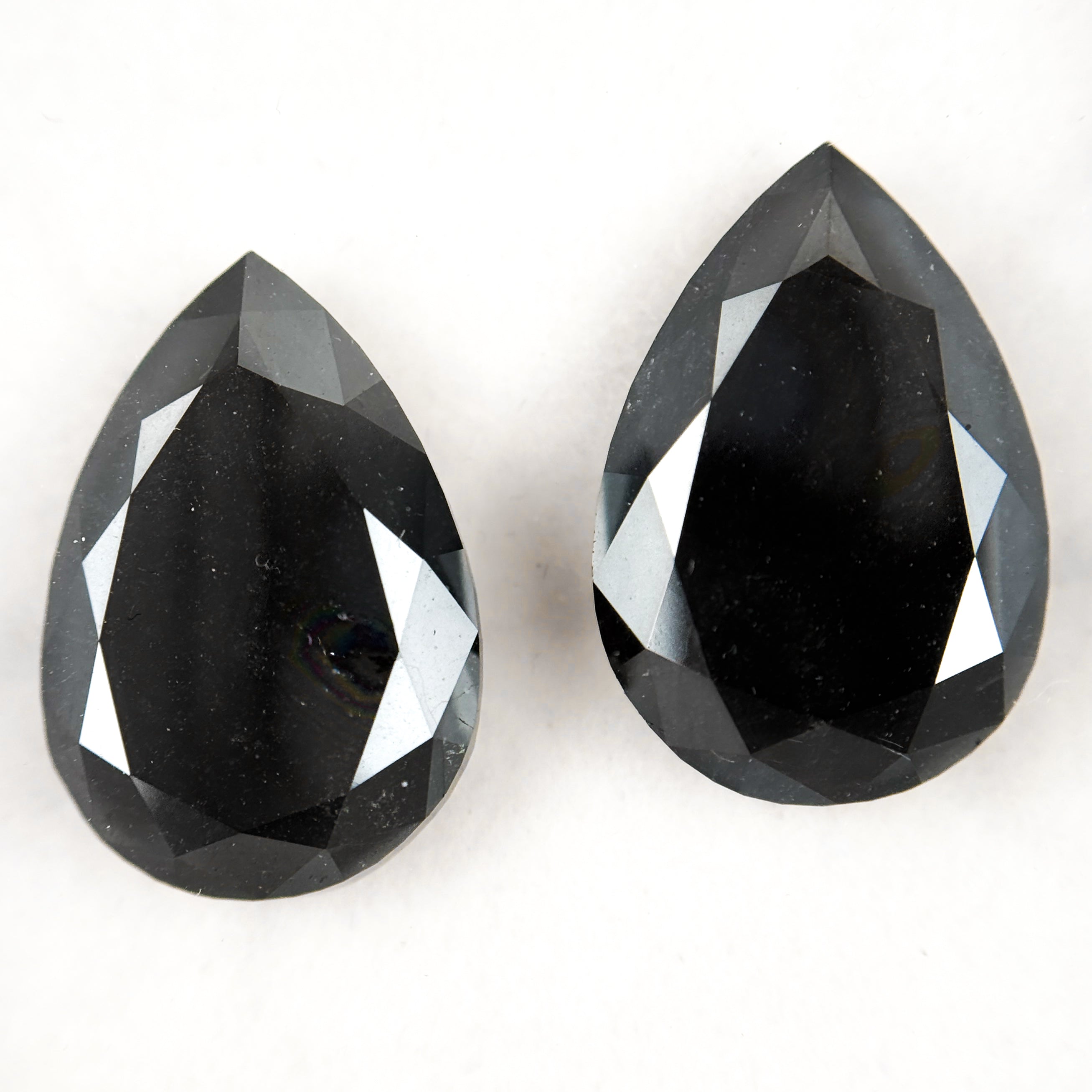 33 Ct Pear Rose Cut Black Natural Vintage Diamond Pair