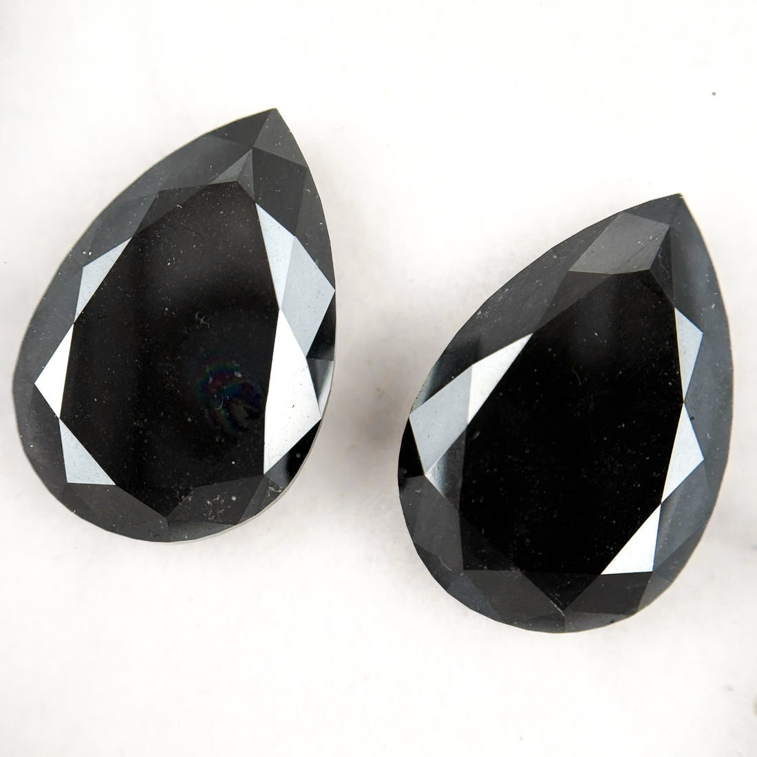 33 Ct Pear Rose Cut Black Natural Vintage Diamond Pair