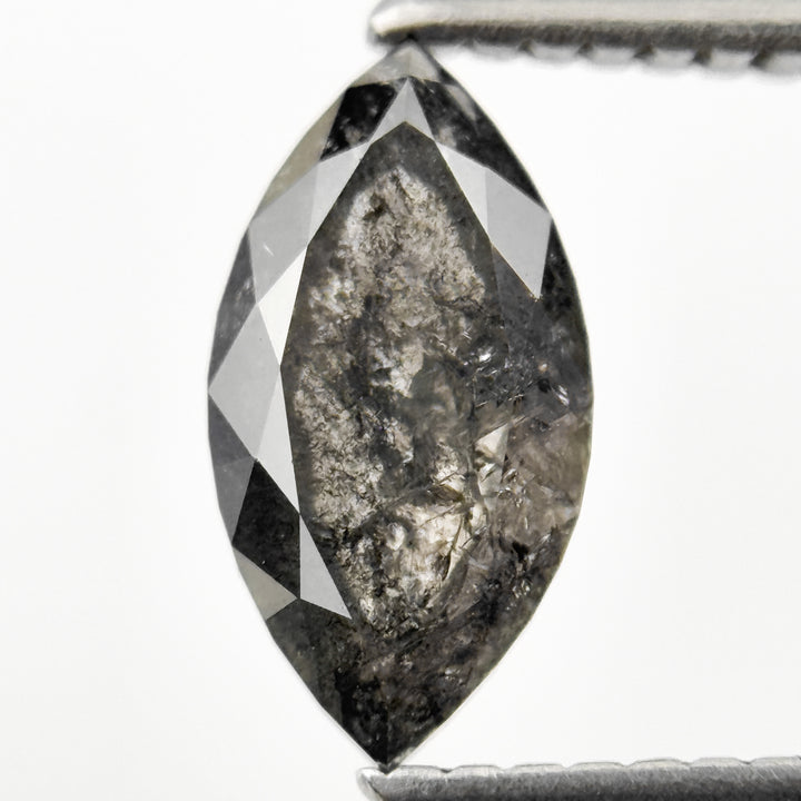 1.23 Ct Marquise Rose Cut Grey Natural Salt and Pepper Diamond