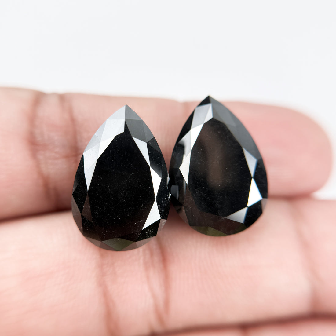 33 Ct Pear Rose Cut Black Natural Vintage Diamond Pair