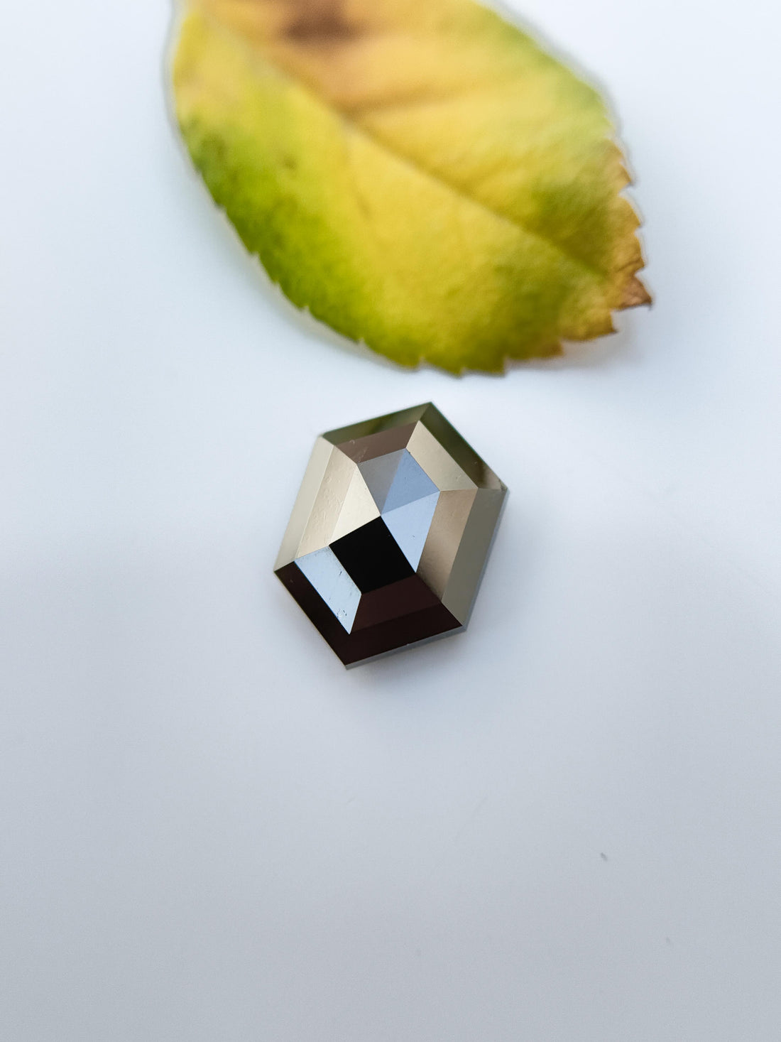 2.16 Ct Hexagon Rose Cut Brown Natural Salt and Pepper Diamond