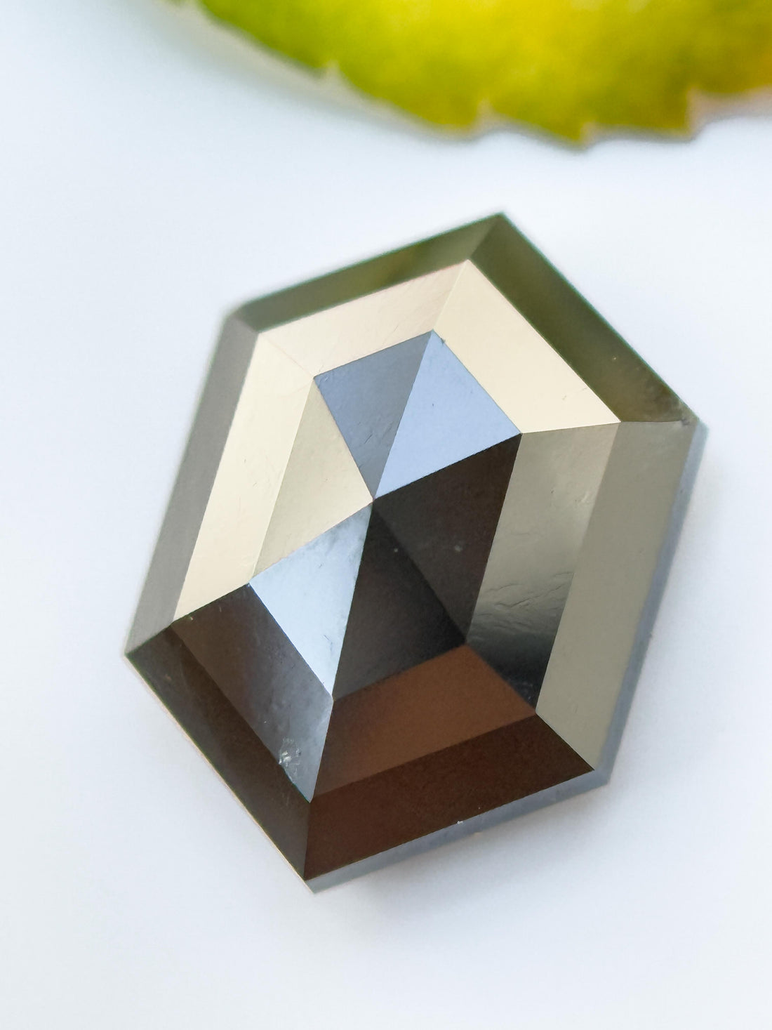 2.16 Ct Hexagon Rose Cut Brown Natural Salt and Pepper Diamond