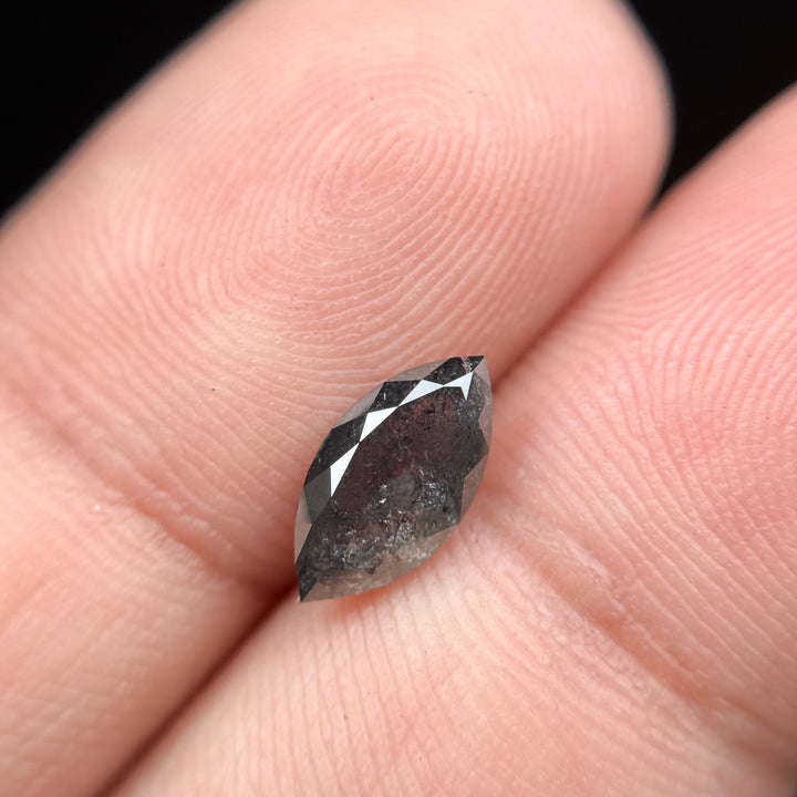 1.23 Ct Marquise Rose Cut Grey Natural Salt and Pepper Diamond