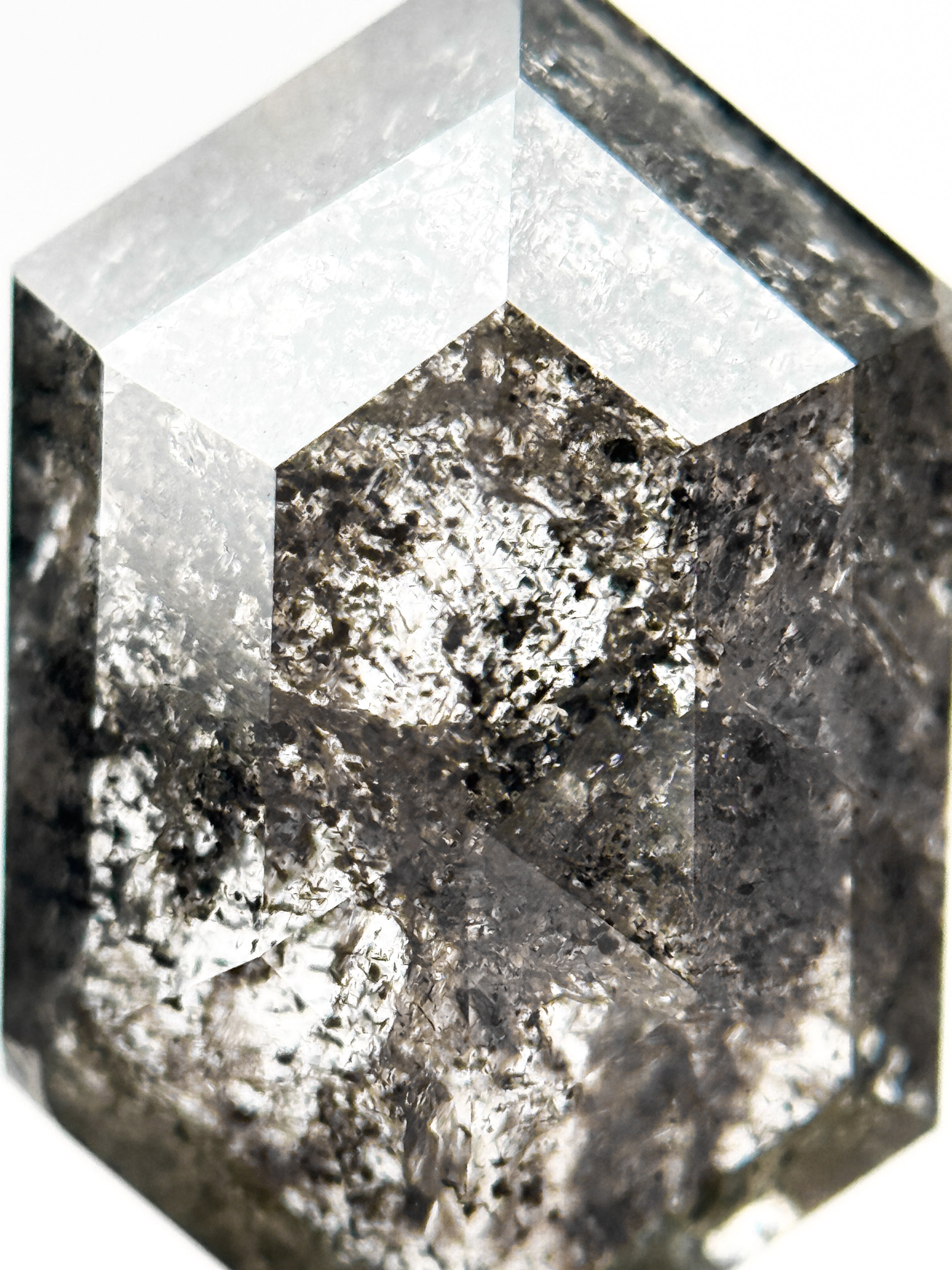 8.71 Ct Hexagon Rose Cut Grey Natural Salt and Pepper Diamond