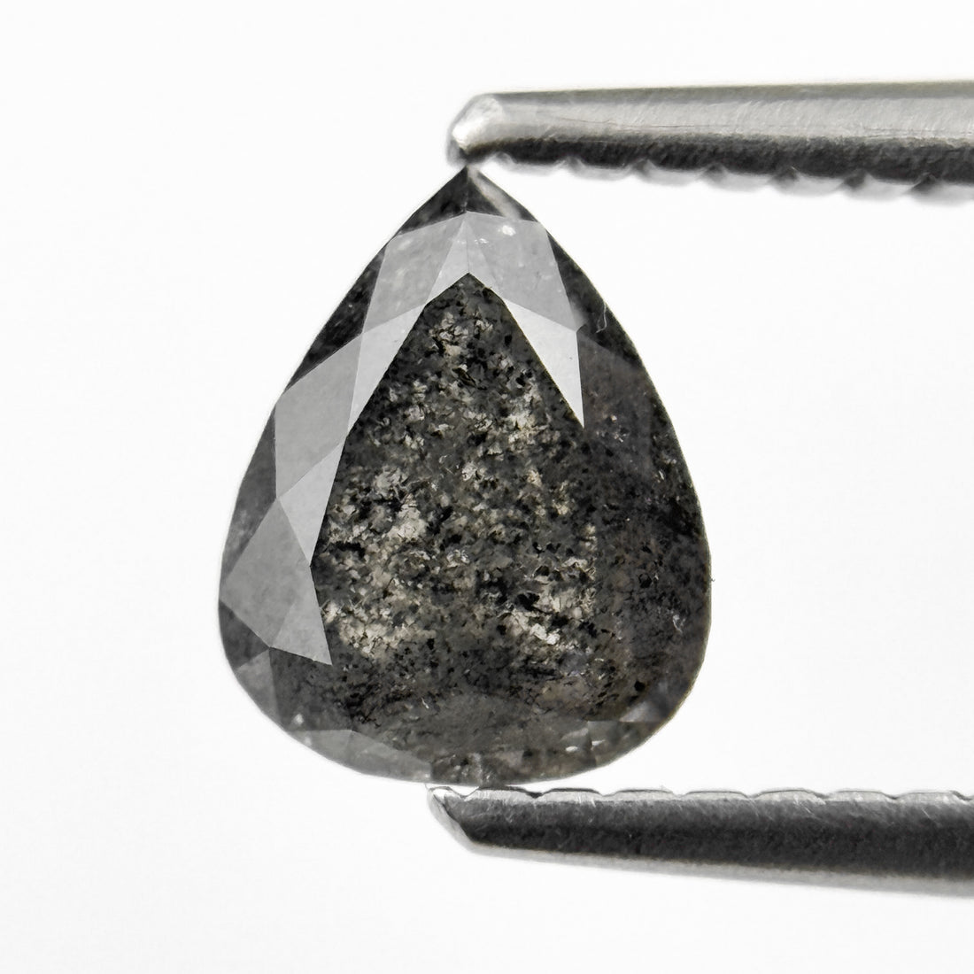 0.91 Ct Pear Rose Cut Grey Natural Salt and Pepper Diamond