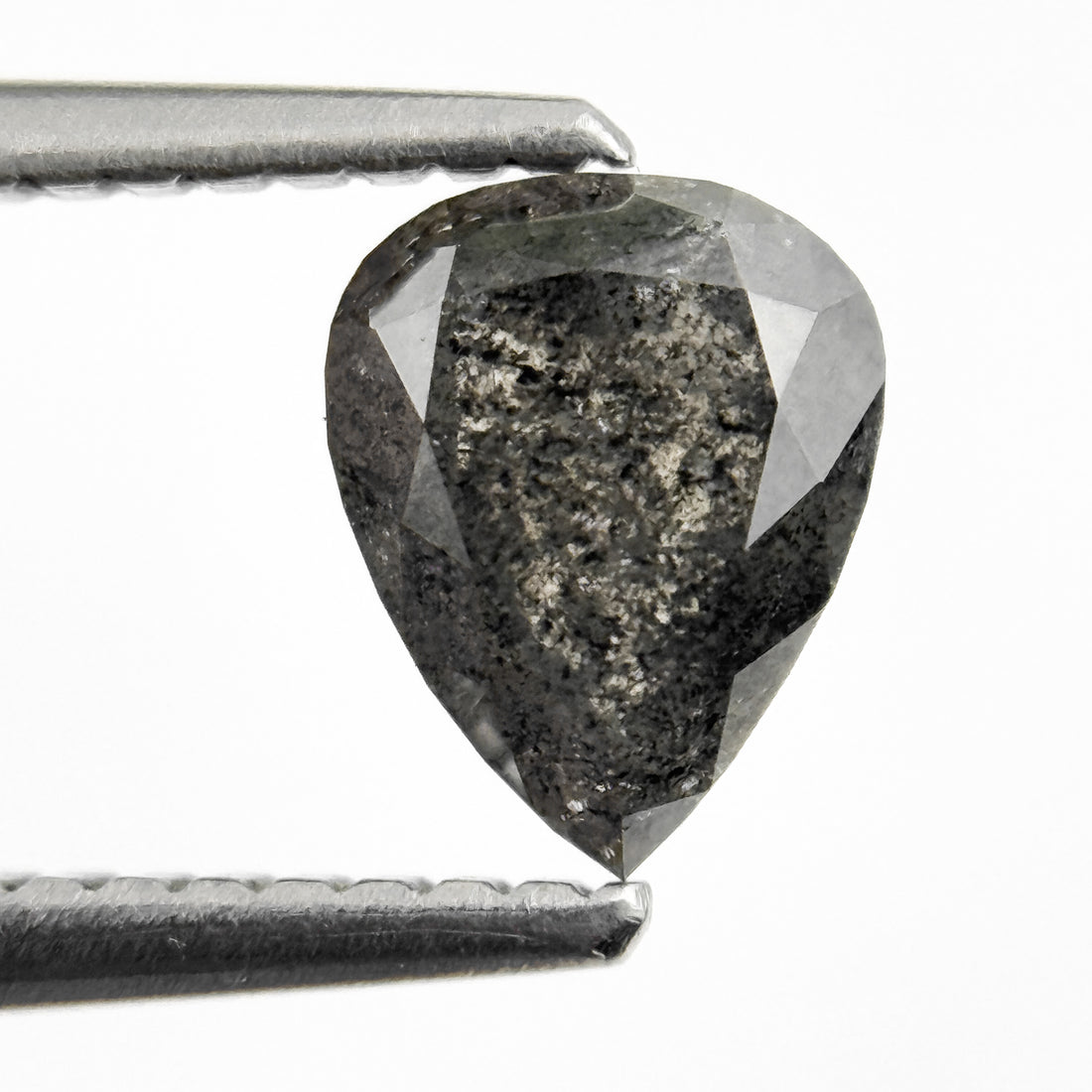 0.91 Ct Pear Rose Cut Grey Natural Salt and Pepper Diamond