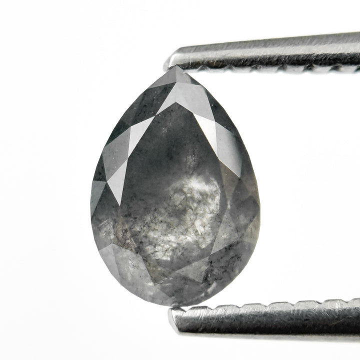0.97 Ct Pear Rose Cut Grey Natural Salt and Pepper Diamond