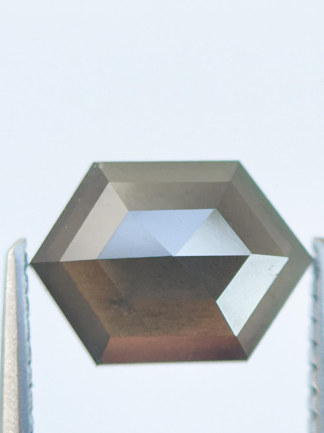 2.16 Ct Hexagon Rose Cut Brown Natural Salt and Pepper Diamond