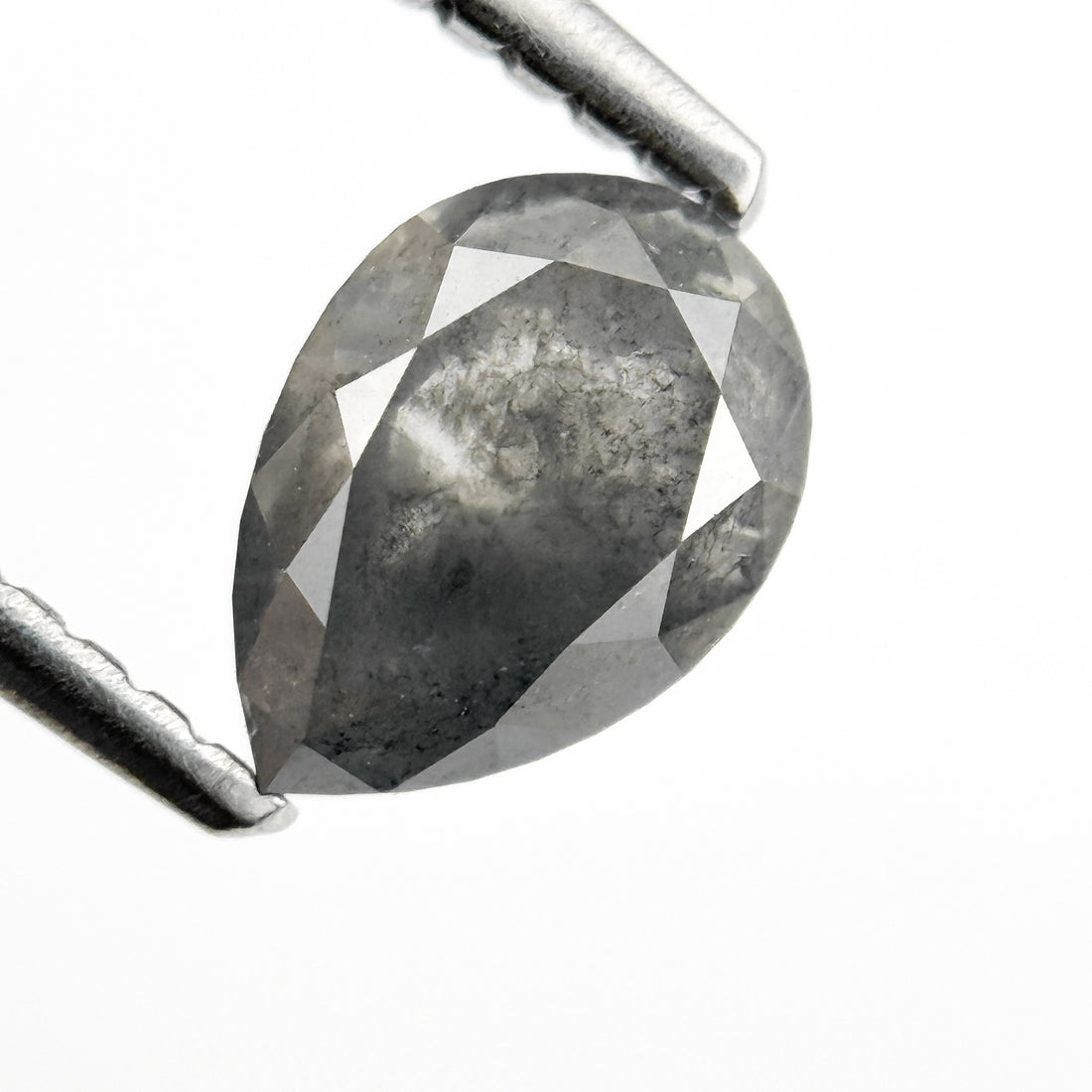0.97 Ct Pear Rose Cut Grey Natural Salt and Pepper Diamond