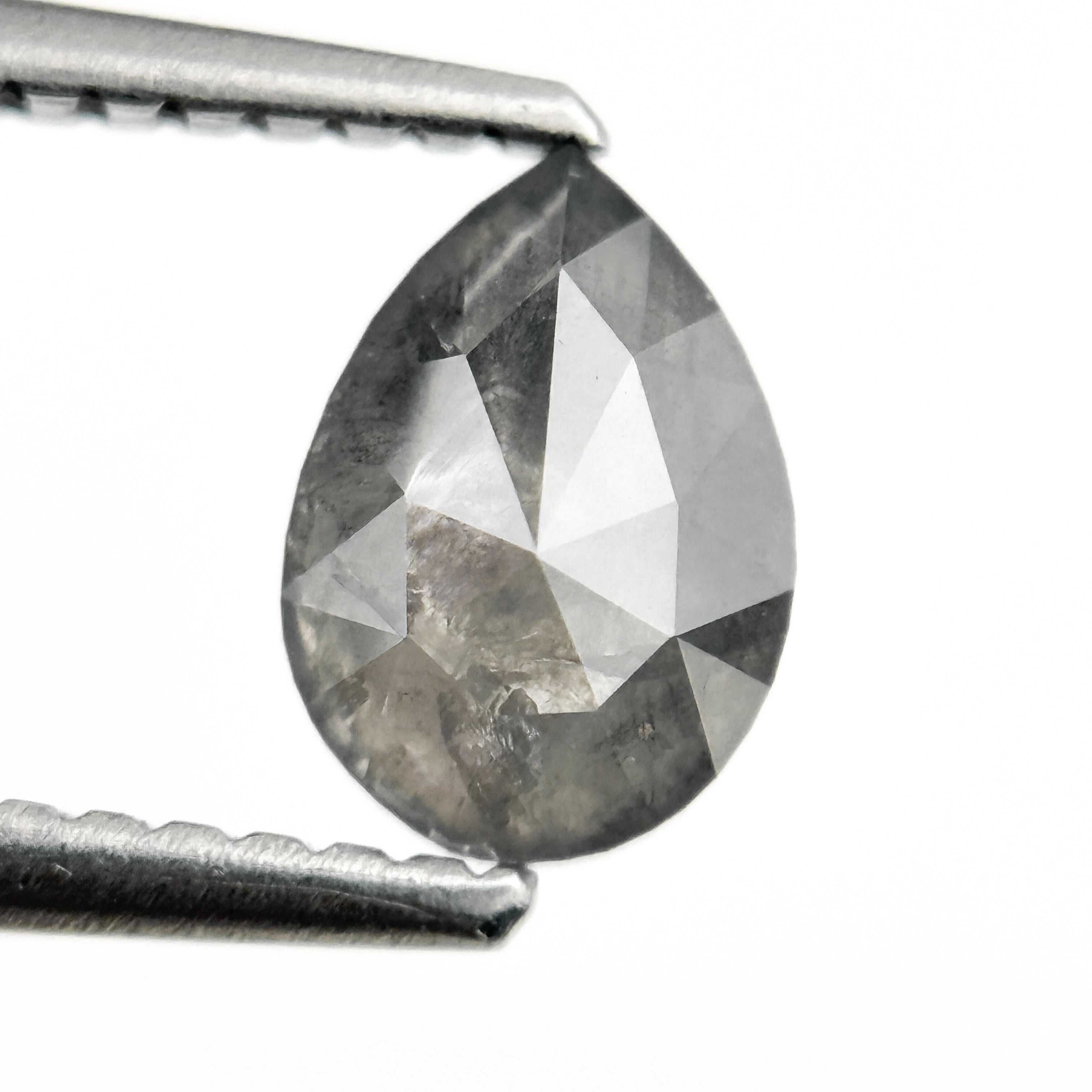 0.97 Ct Pear Rose Cut Grey Natural Salt and Pepper Diamond